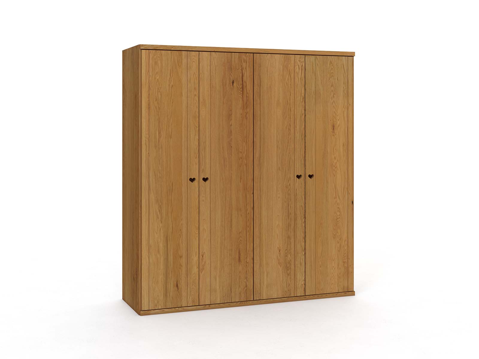 Eichenschrank „Egon“, 4-türig, Höhe 220 cm, Griffausführung „Heidi“