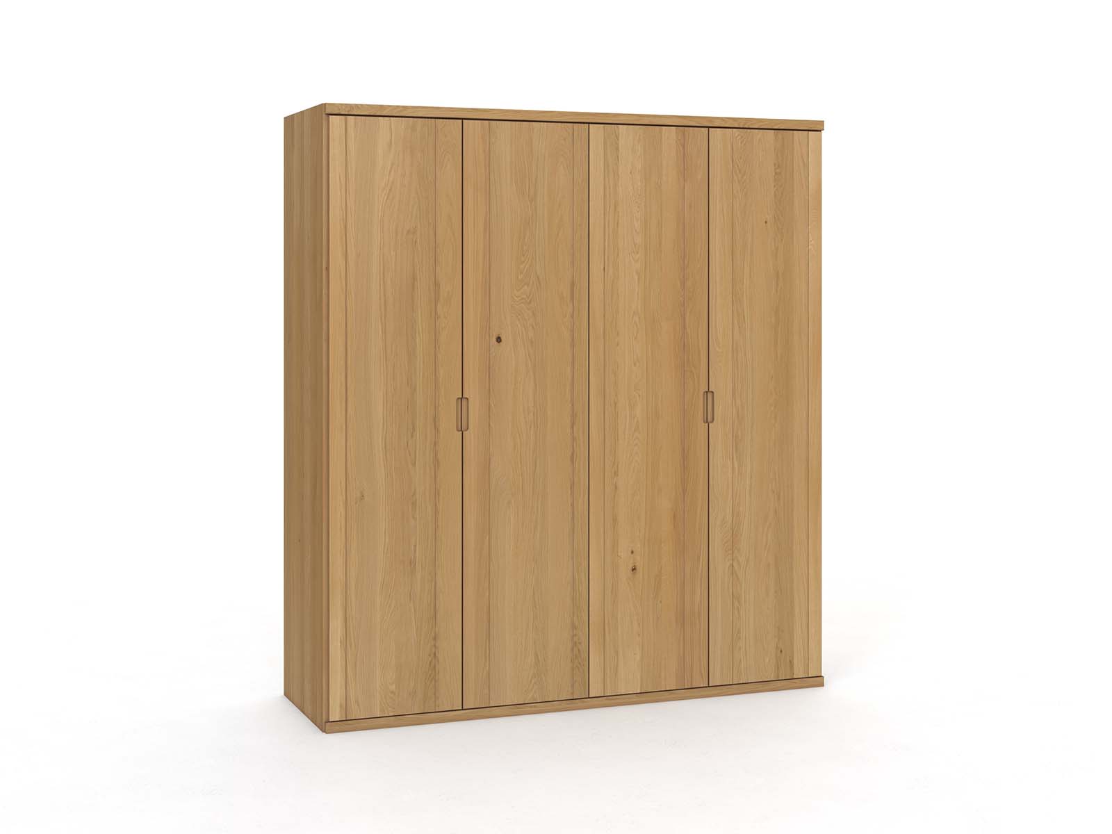 Eichenschrank Hell „Egon“, 4-türig, Höhe 220 cm, Griffausführung „Lukas“