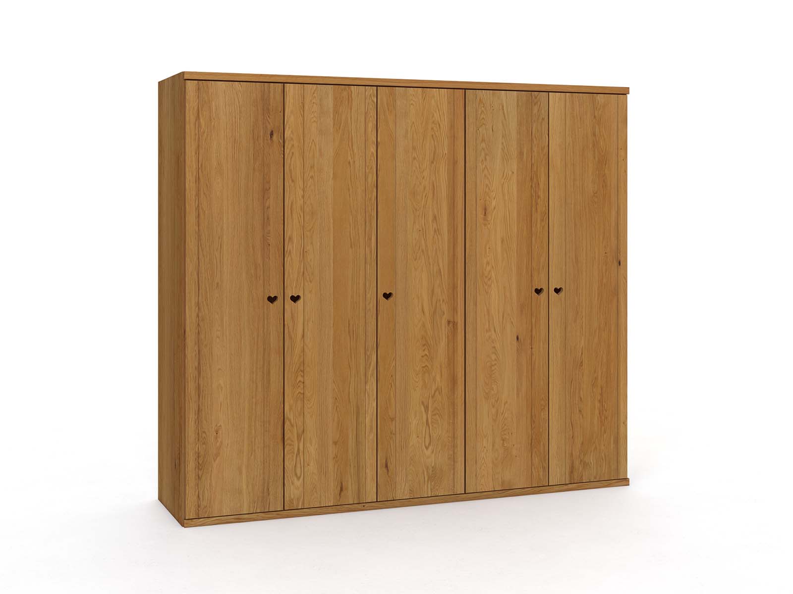Eichenschrank „Egon“, 5-türig, Höhe 220 cm, Griffausführung „Heidi“