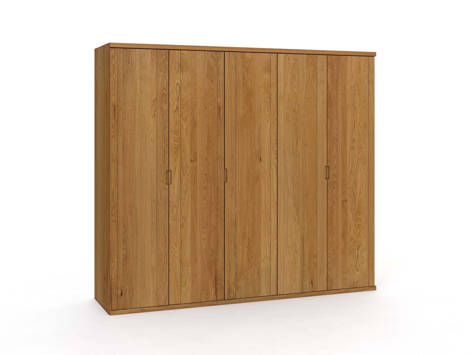 Eichenschrank „Egon“, 5-türig, Höhe 220 cm, Griffausführung „Lukas“