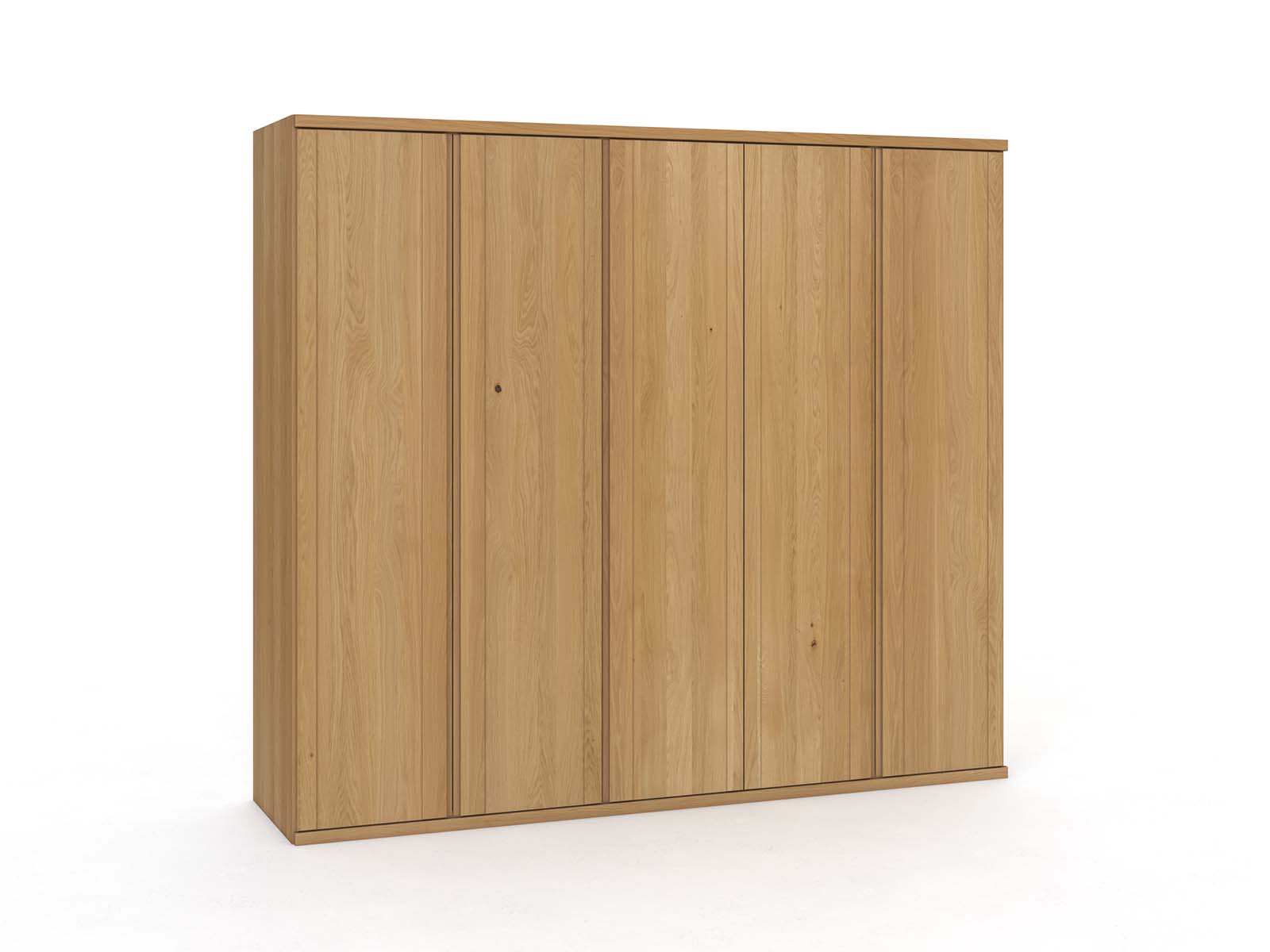 Eichenschrank Hell „Egon“, 5-türig, Höhe 220 cm, Griffausführung „Patrizia“