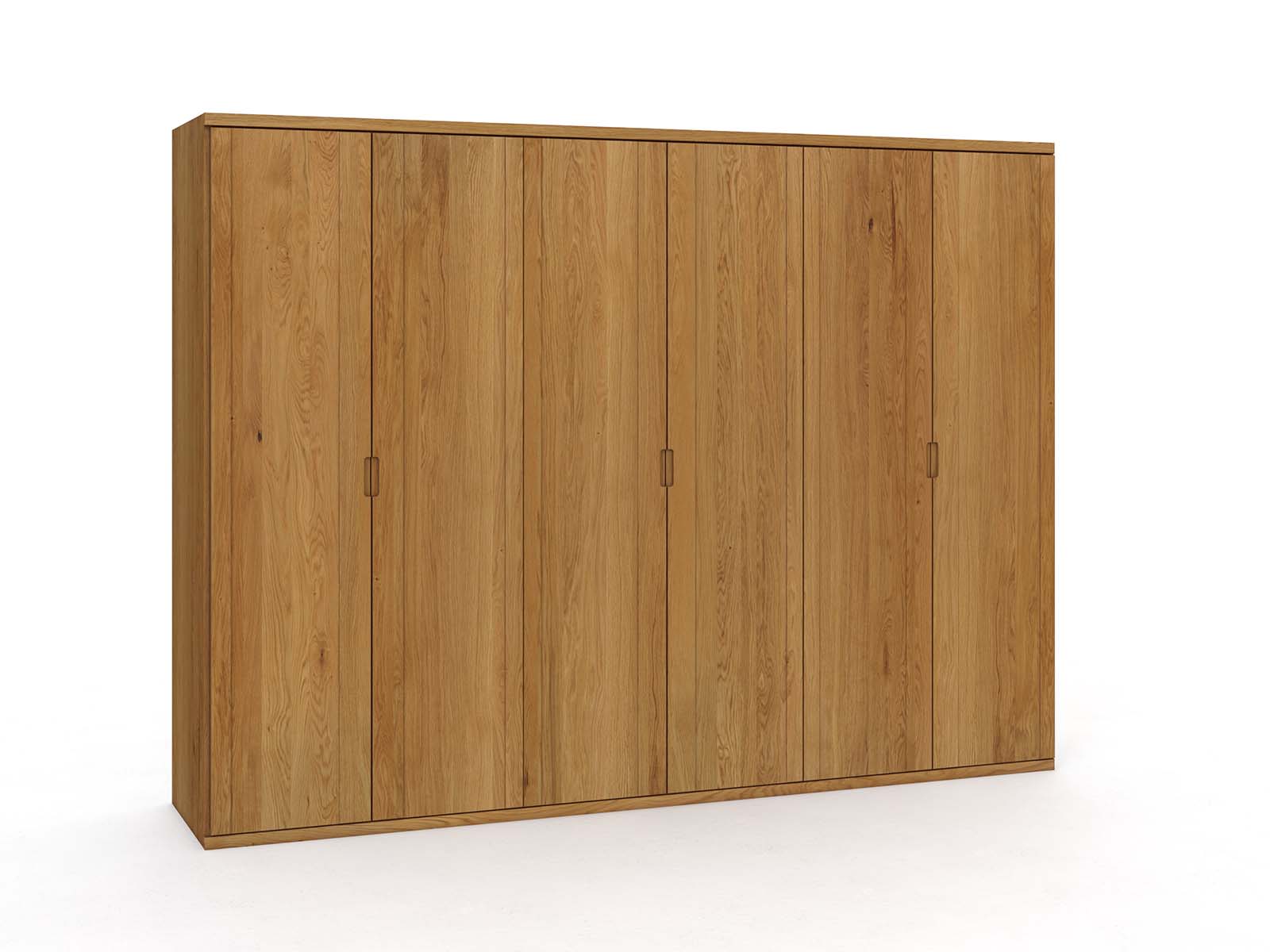 Eichenschrank „Egon“, 6-türig, Höhe 220 cm, Griffausführung „Lukas“