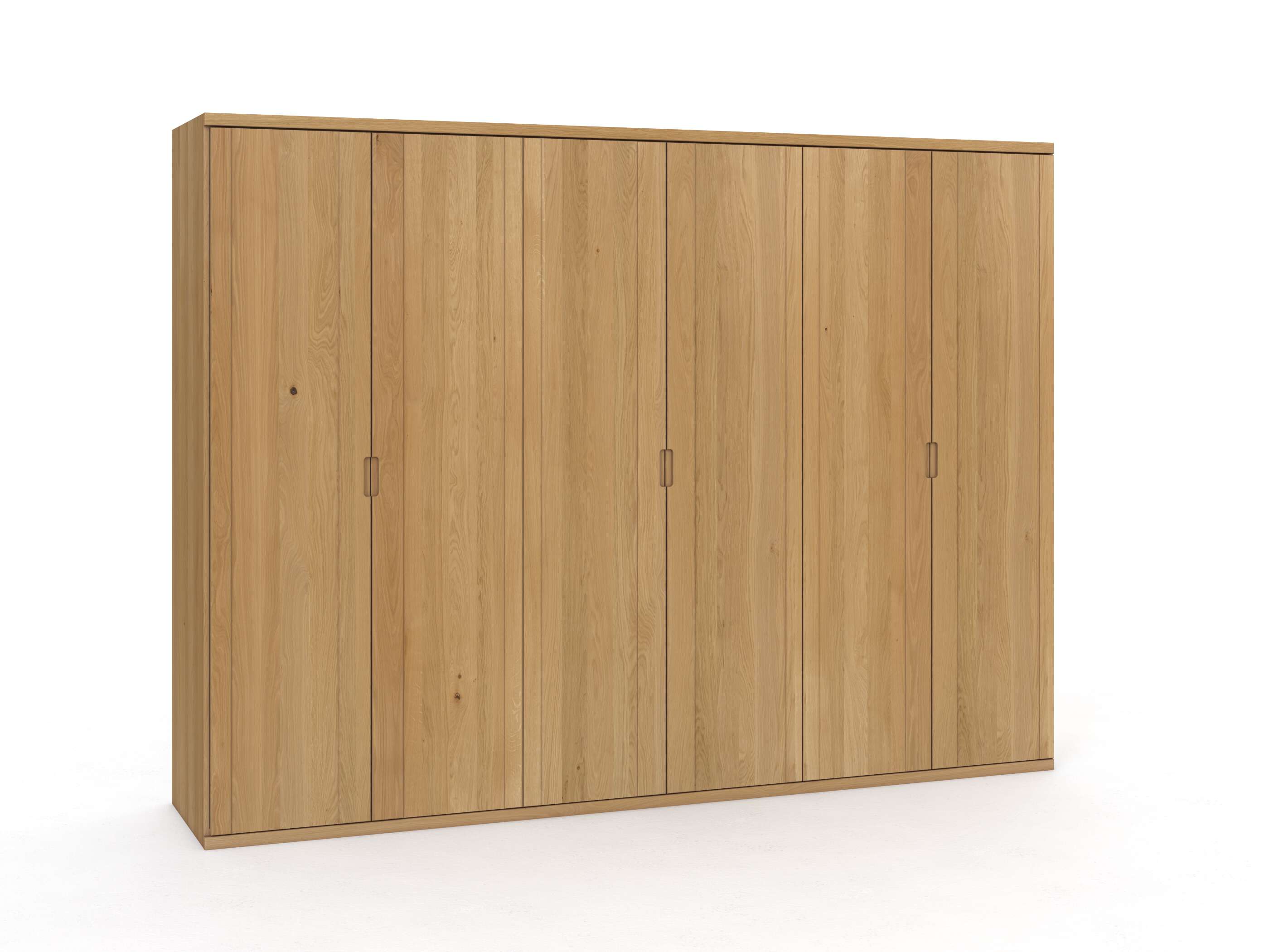 Eichenschrank Hell „Sandra“, 6-türig, Höhe 220 cm, Griffausführung „Lukas“