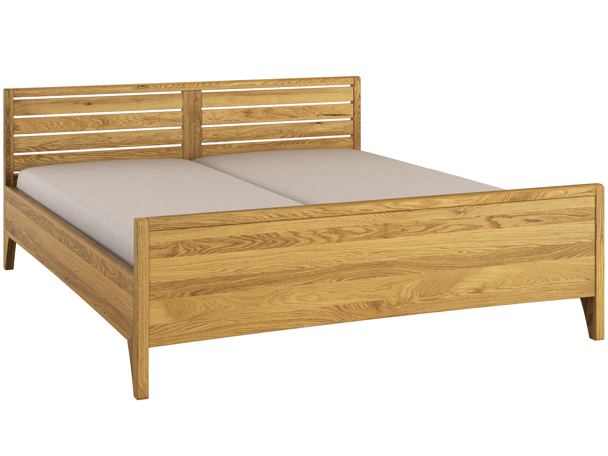 Bett aus Eichenholz "Nina" 180 x 200 cm - mit erhöhtem Fußteil