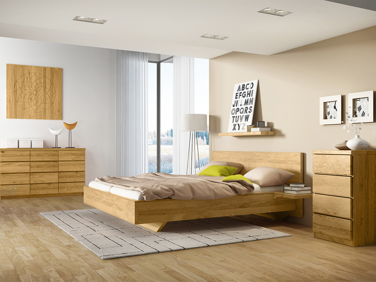 Eichenschlafzimmer mit Kommode „Patrizia“ 50 cm
