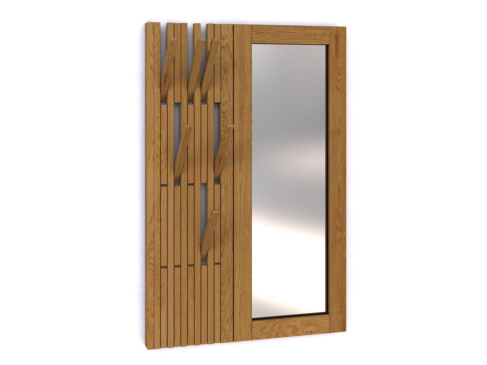 Garderobe „Agnes“ aus Massivholz mit Spiegel rechts