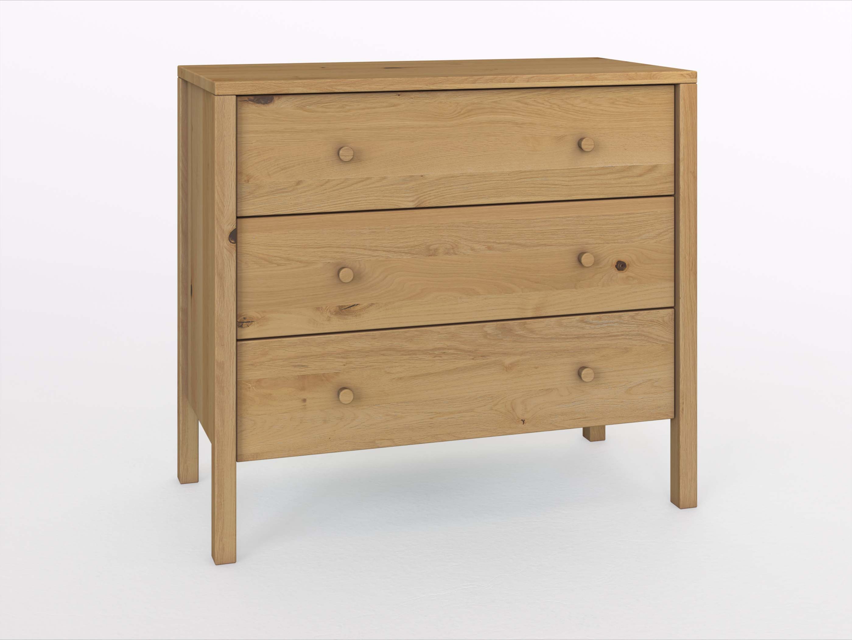 Wildeichenkommode Hell „Gustav“ 100 cm mit Griff: Kasper
