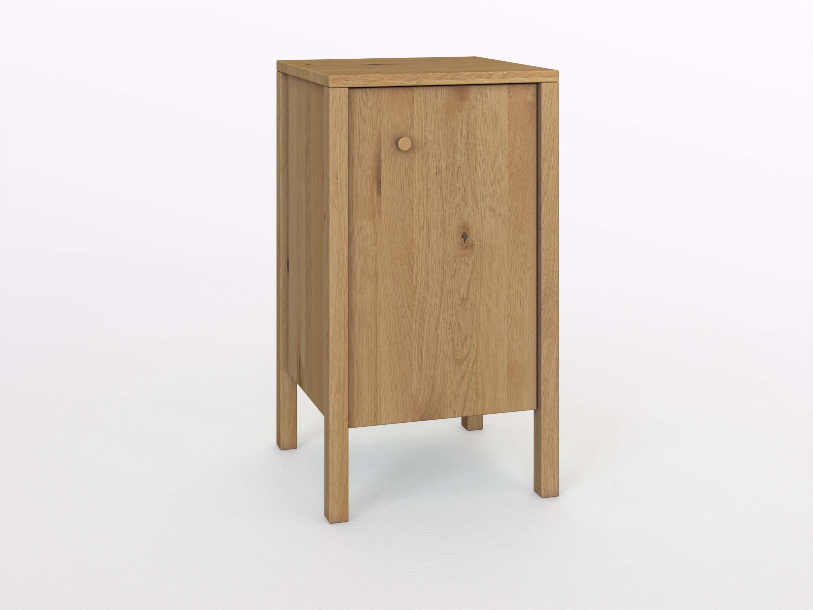 Wildeichenkommode Hell „Gustav“ 50 cm mit Tür und Griff: Kasper. Tür öffnet nach rechts