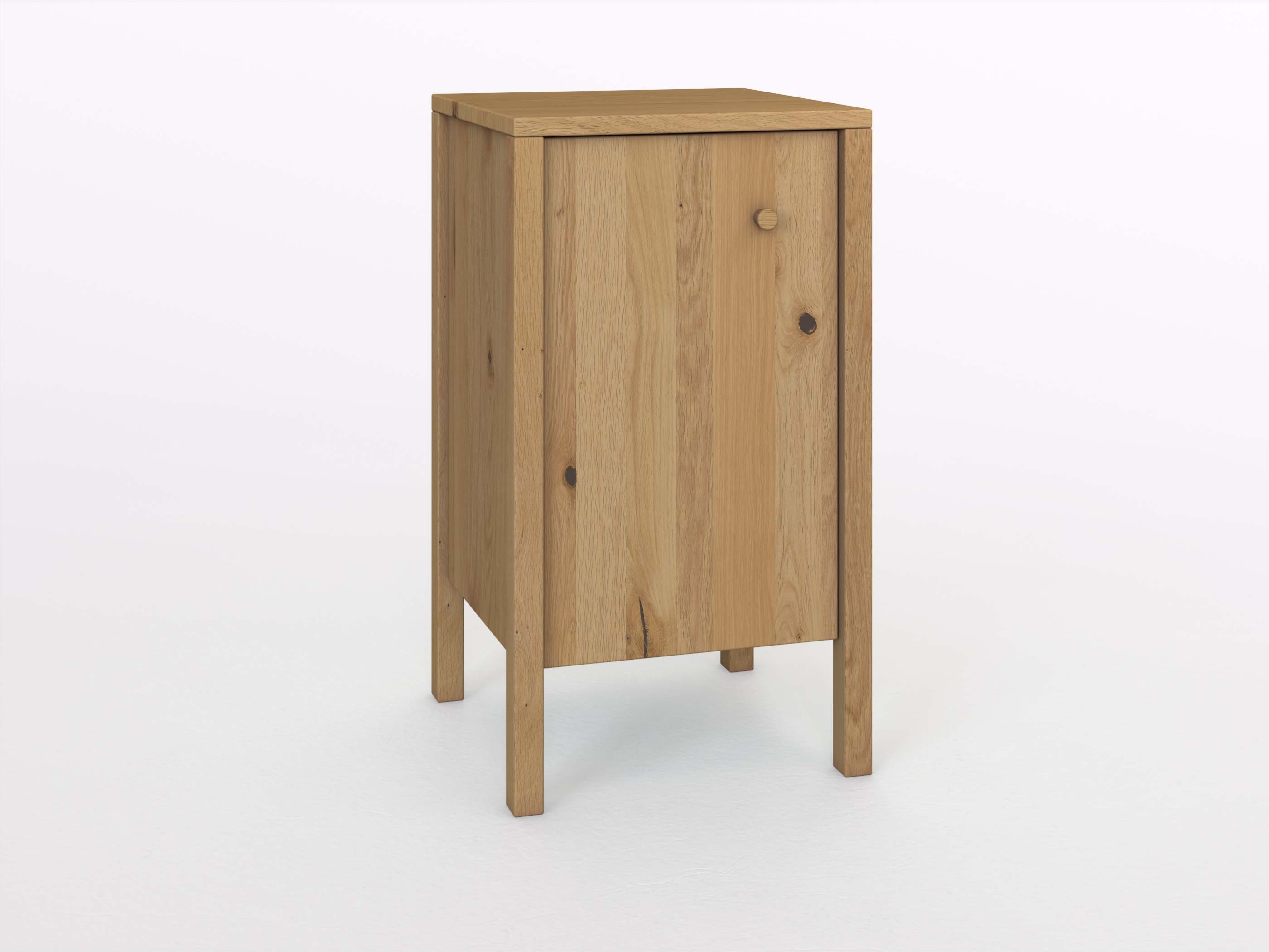 Wildeichenkommode Hell „Gustav“ 50 cm mit Tür und Griff: Kasper. Tür öffnet nach links