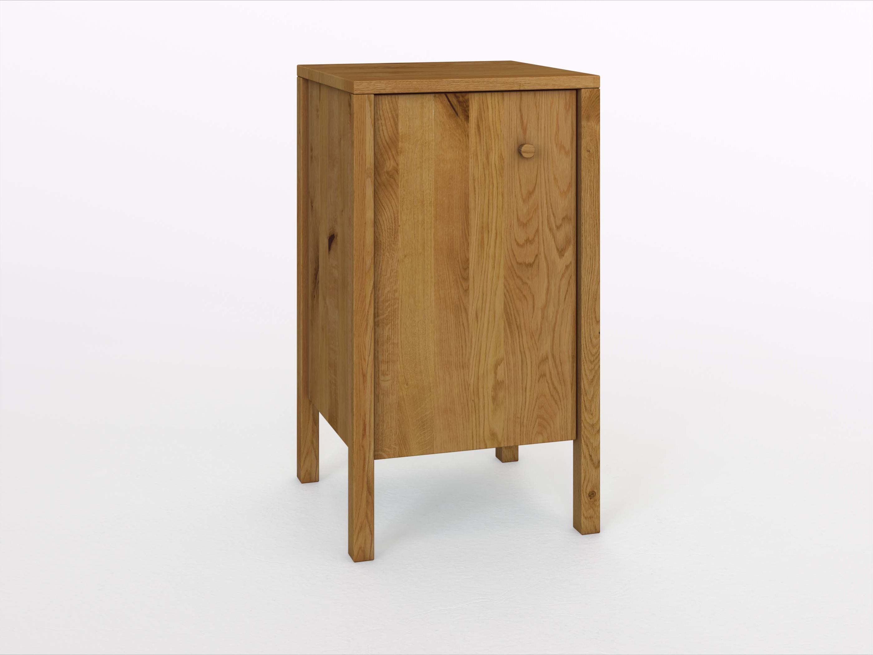 Wildeichenkommode „Gustav“ 50 cm mit Tür und Griff: Kasper. Tür öffnet nach links