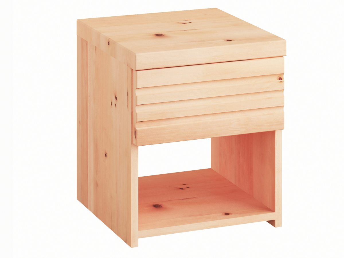 Nachttisch aus Zirbenholz mit Lade „Hannes“ in Komforthöhe
