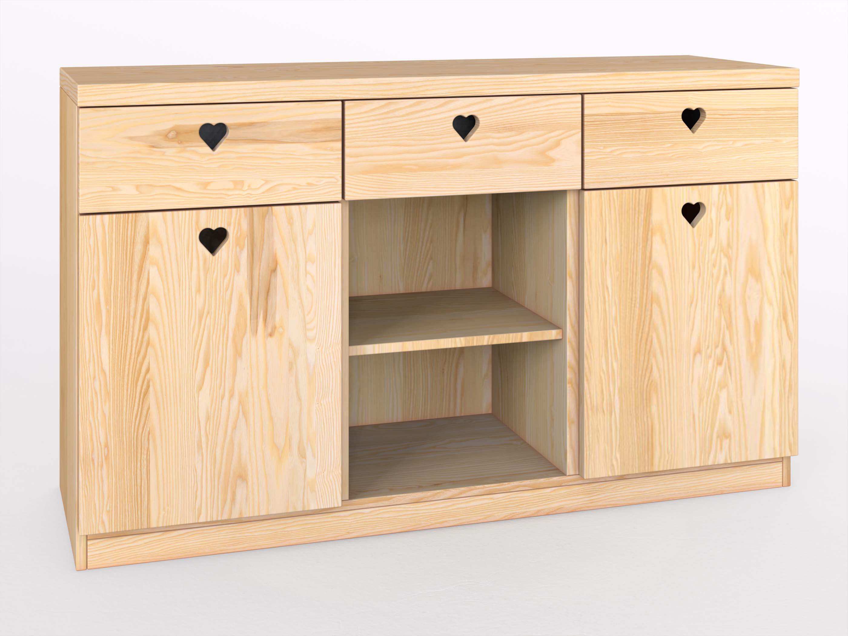 Eschenkommode „Heidi“ mit 2 Fächer, 2 Türen und 3 Laden