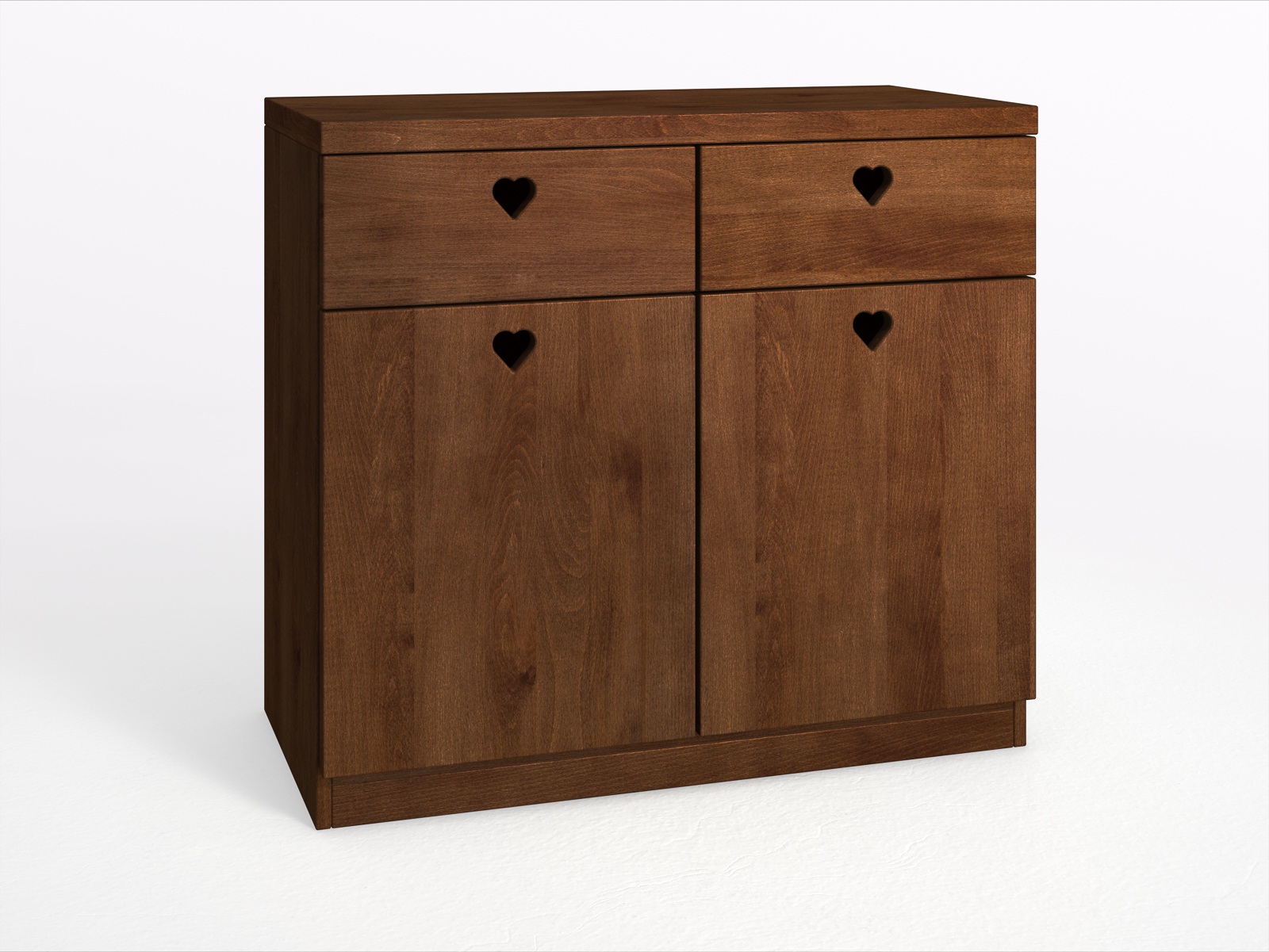 Buchenkommode Dunkel „Heidi“ mit 2 Türen und 2 Laden