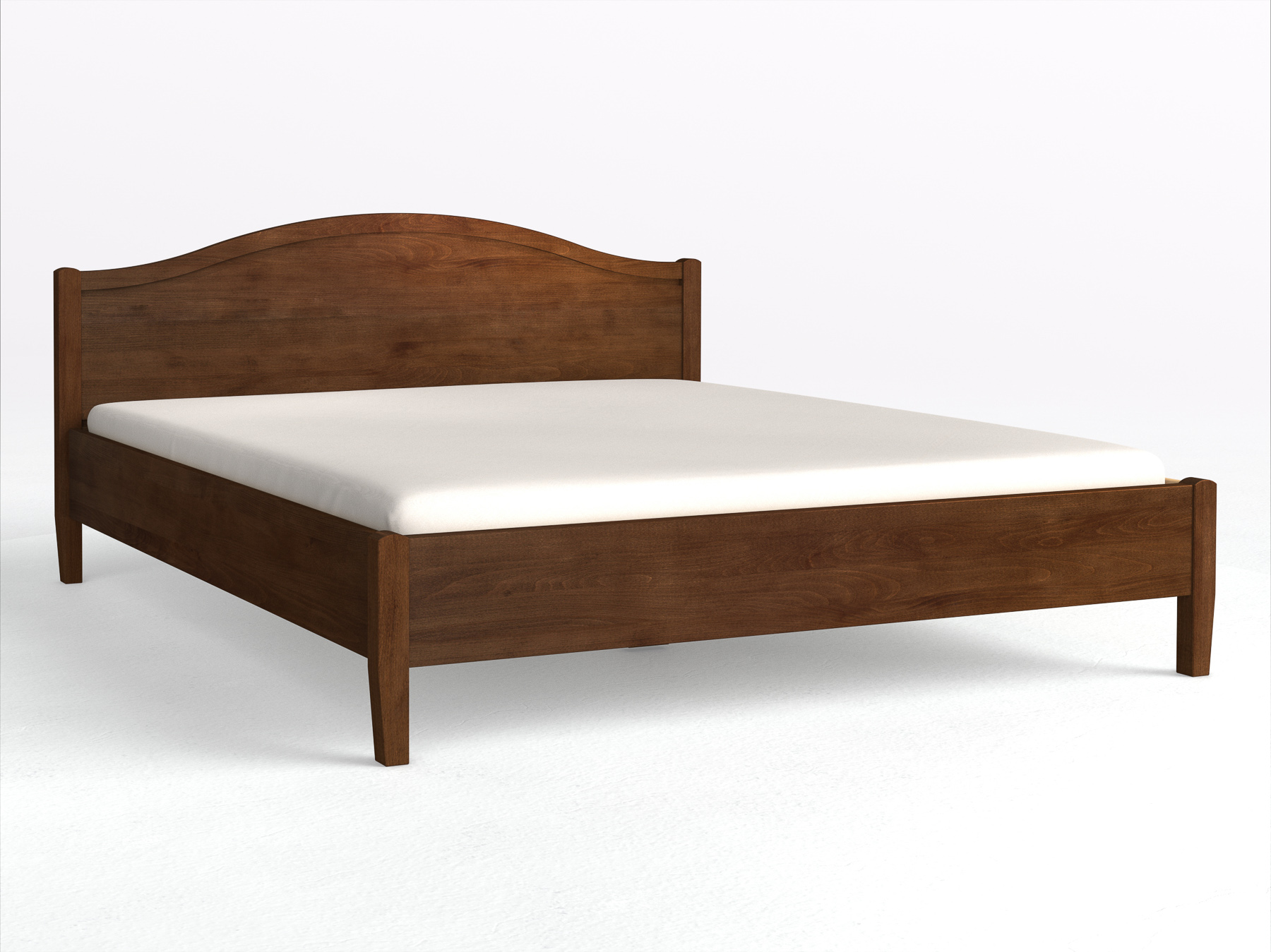 Kernbuchenbett Dunkel „Hermine“ 180 x 200 cm -  mit geradem Fußteil und mit Kopfteil „Rahmenlinie“