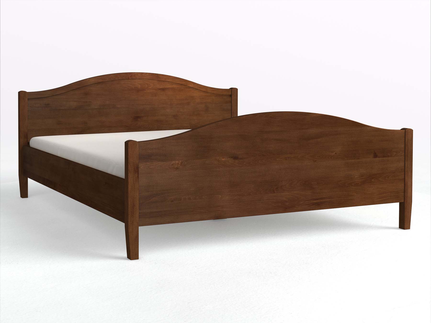 Kernbuchenbett Dunkel „Hermine“ 180 x 200 cm -  mit erhöhtem runden Fußteil und mit Kopfteil „Rahmenlinie“