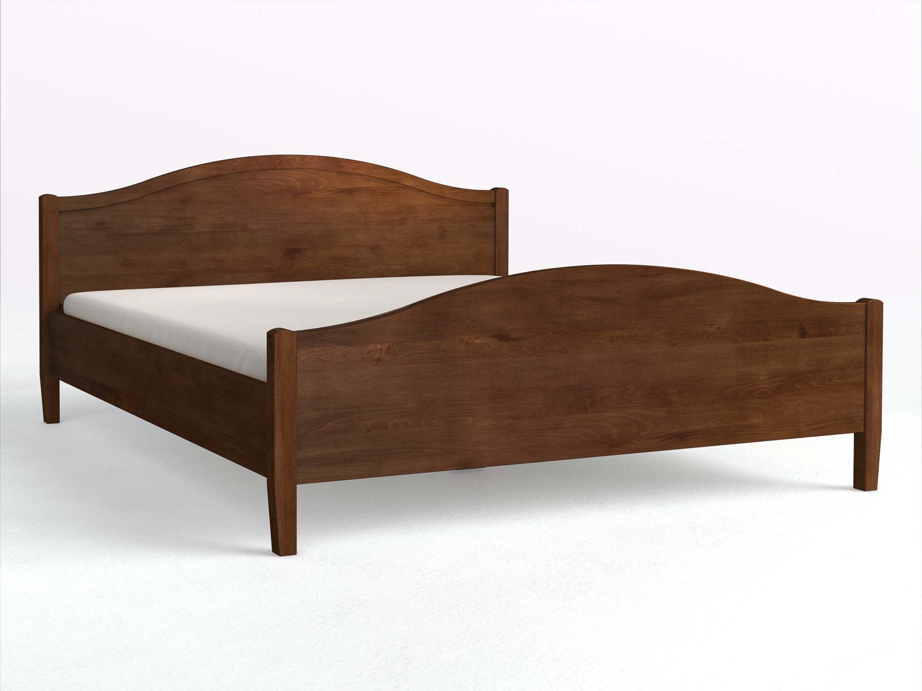 Kernbuchenbett Dunkel „Hermine“ 180 x 200 cm -  mit niedrigem runden Fußteil und mit Kopfteil „Rahmenlinie“