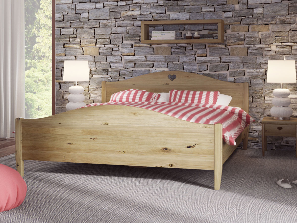 Schlafzimmer mit Wildeichenholzbett "Hermine"