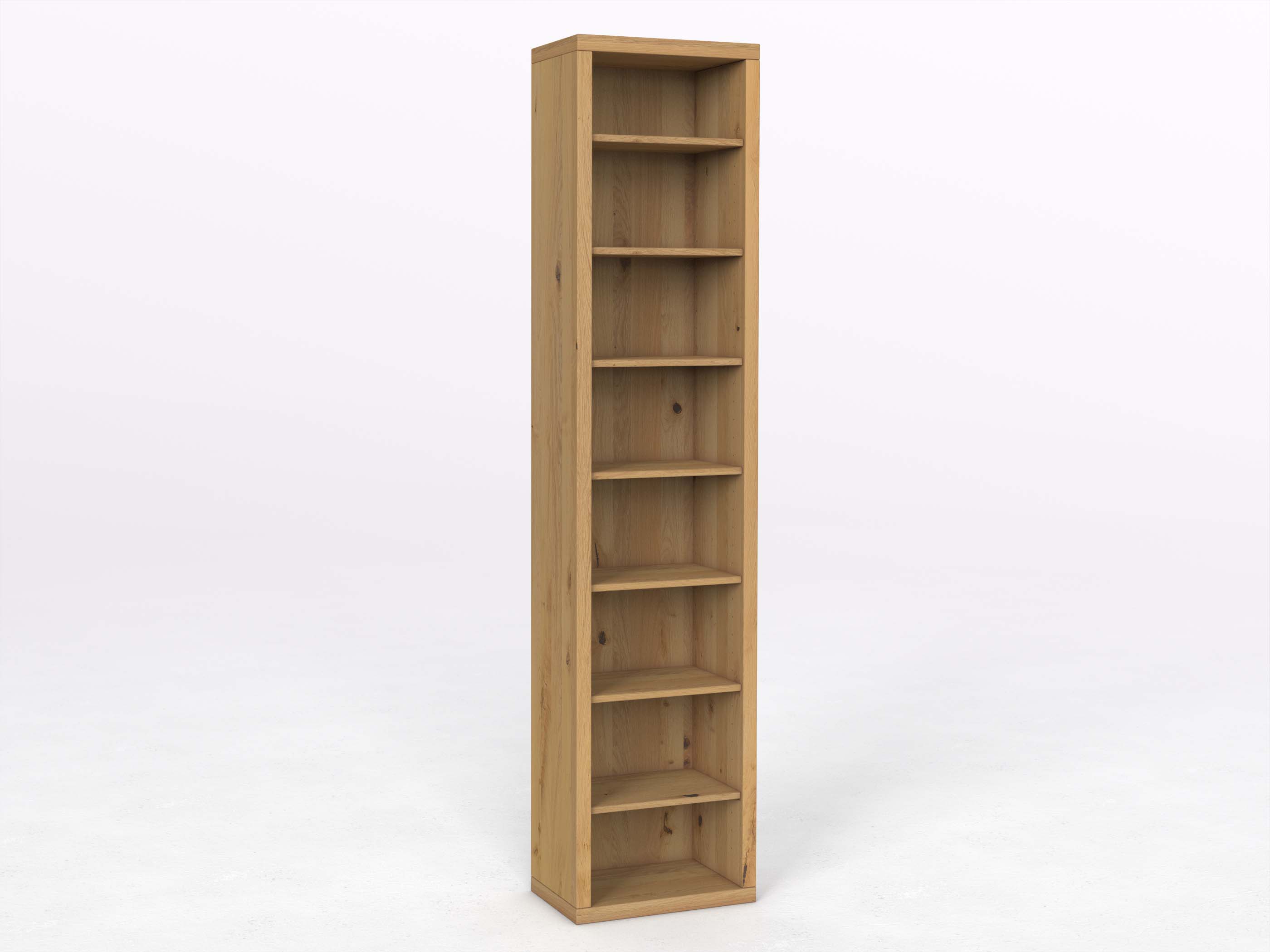 Wildeichenregal Hell „Ingrid“ 50 cm, Höhe 218 cm