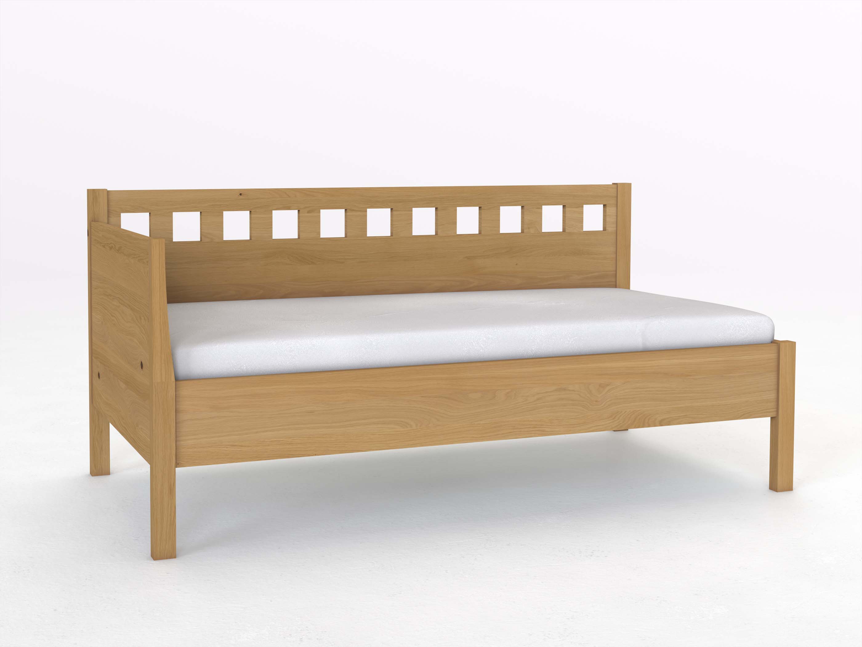 Sofabett „Katrin“ aus Eiche Hell in den Maßen 90 x 200 cm - mit Armlehne links