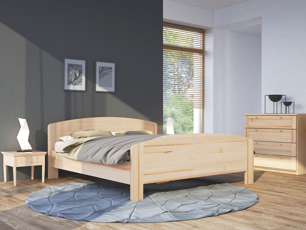 Schlafzimmer mit Massivholzbett aus Esche "Kerstin" 180 x 200 cm