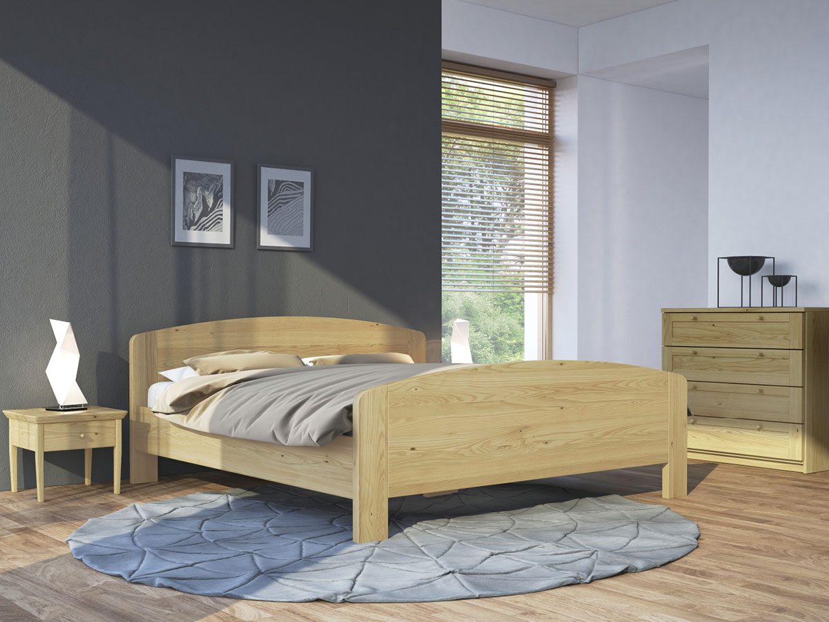 Schlafzimmer mit Massivholzbett aus Kastanie "Kerstin" 180 x 200 cm