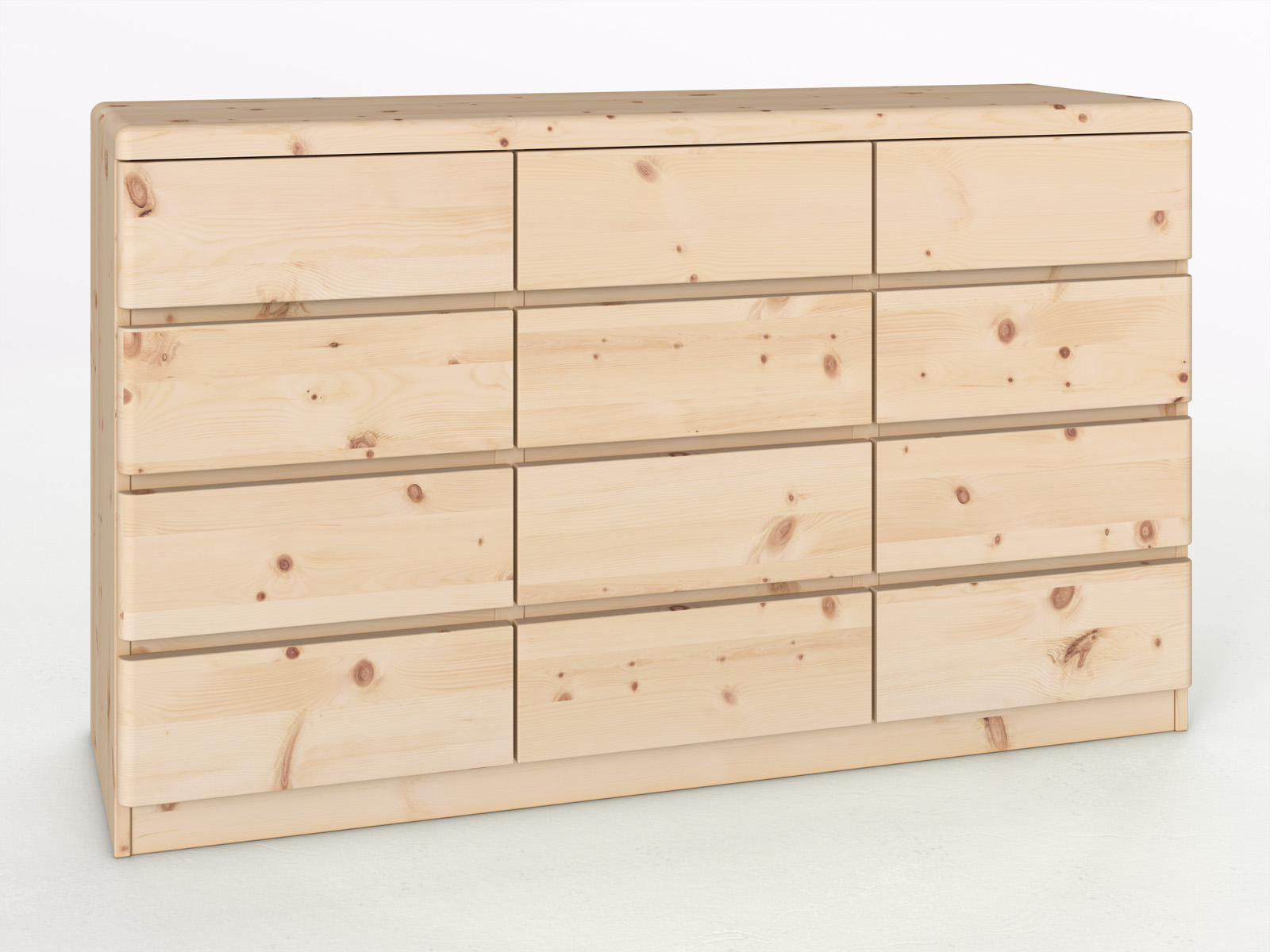 Zirbenkommode „Niklas“ 150 cm mit gleich breiten Schubladen