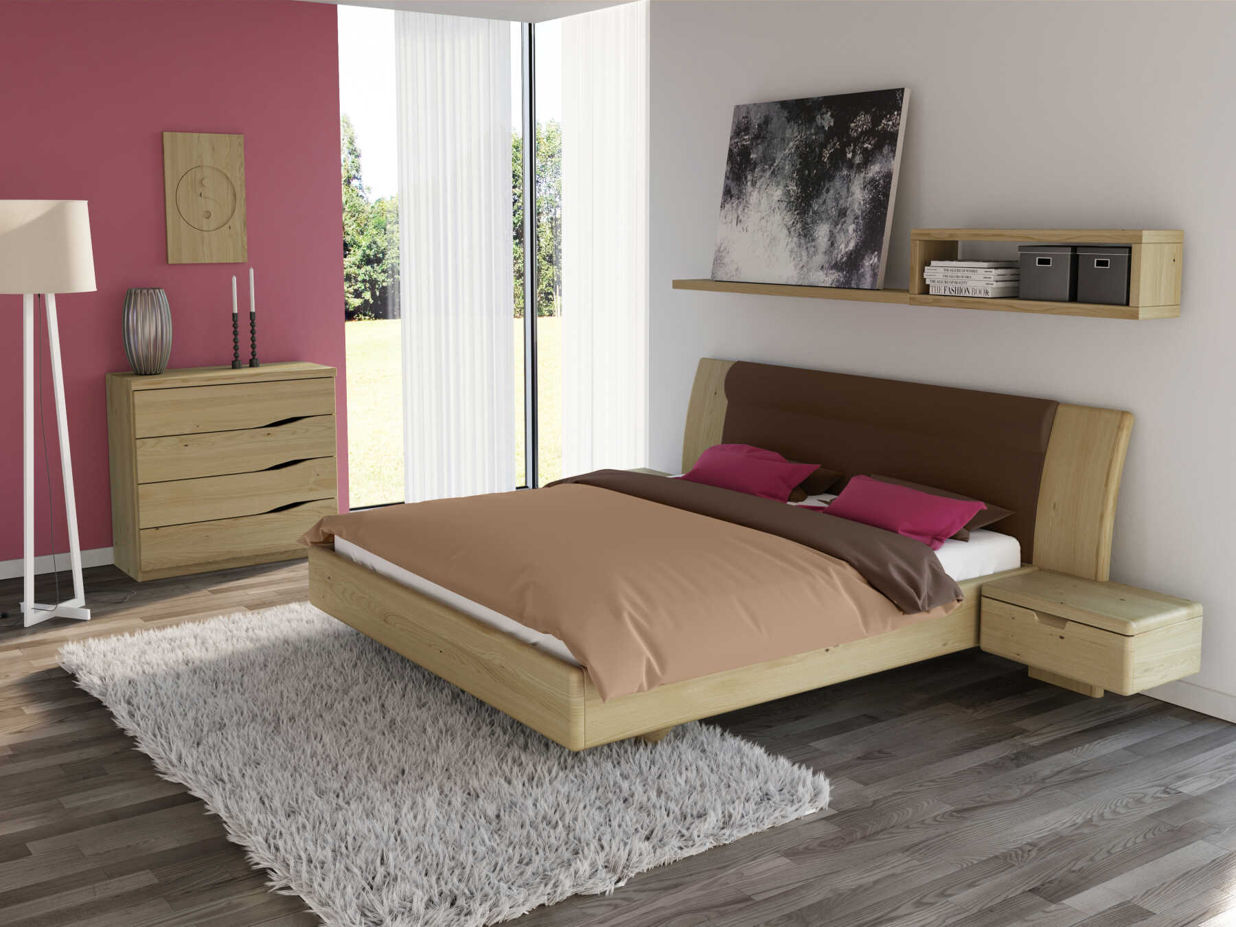 Schlafzimmer mit Kommode „Astrid“ 100 cm in Kastanie