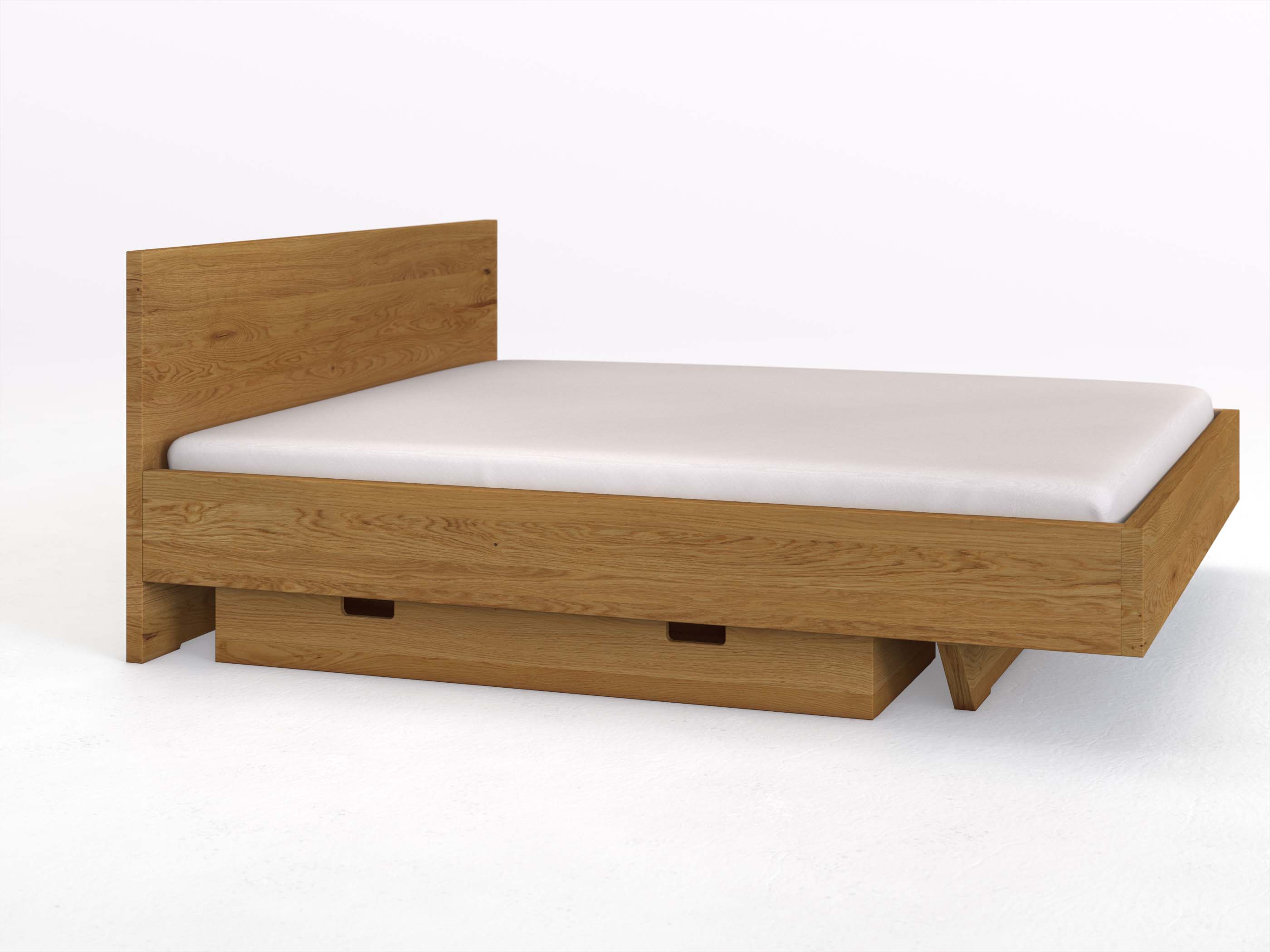Eichenbett „Lukas“ in 180 x 200 cm, mit langer Unterbettkommode