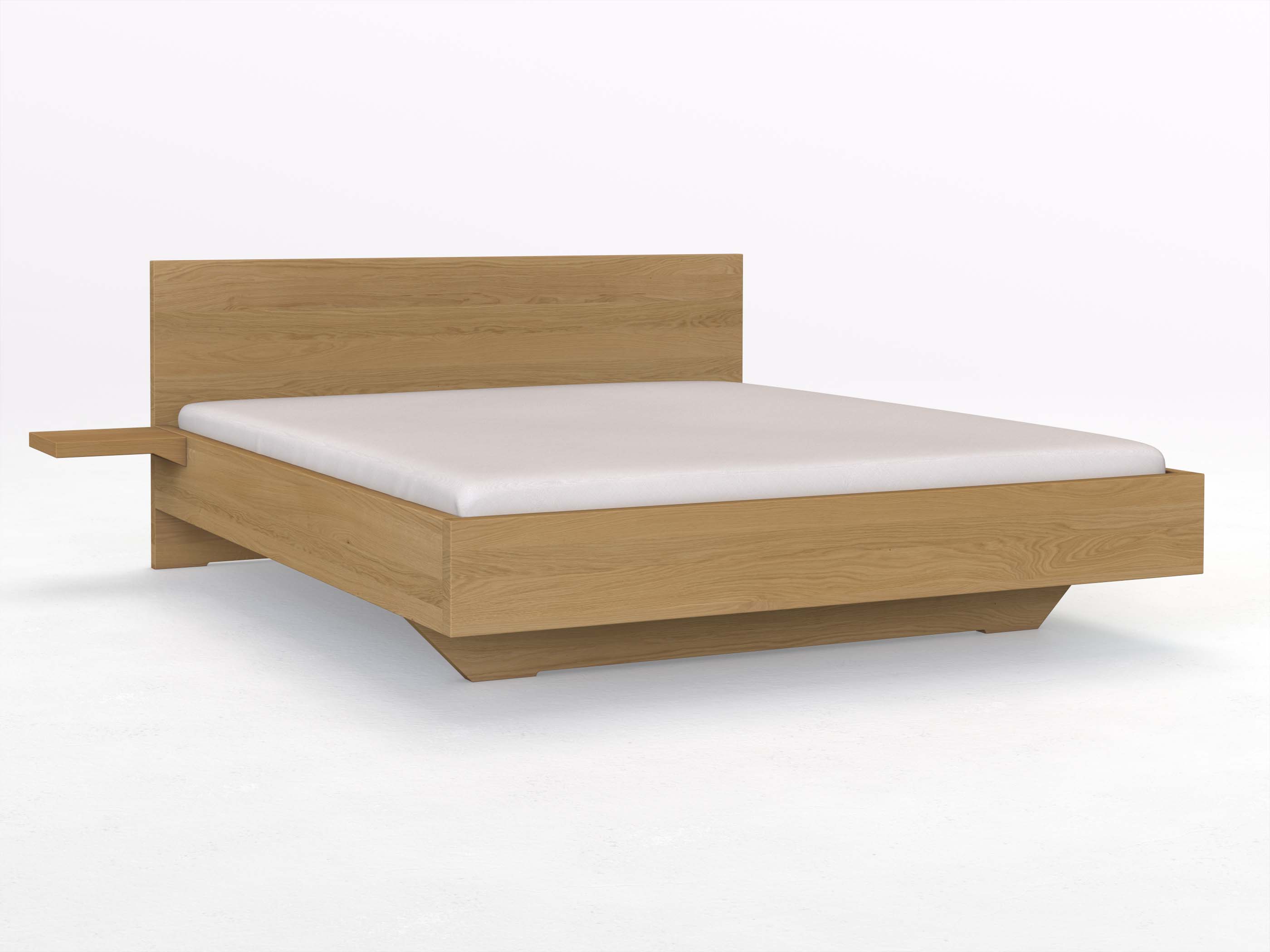 Eichenbett Hell „Lukas“ in 180 x 200 cm mit zwei Ablagen
