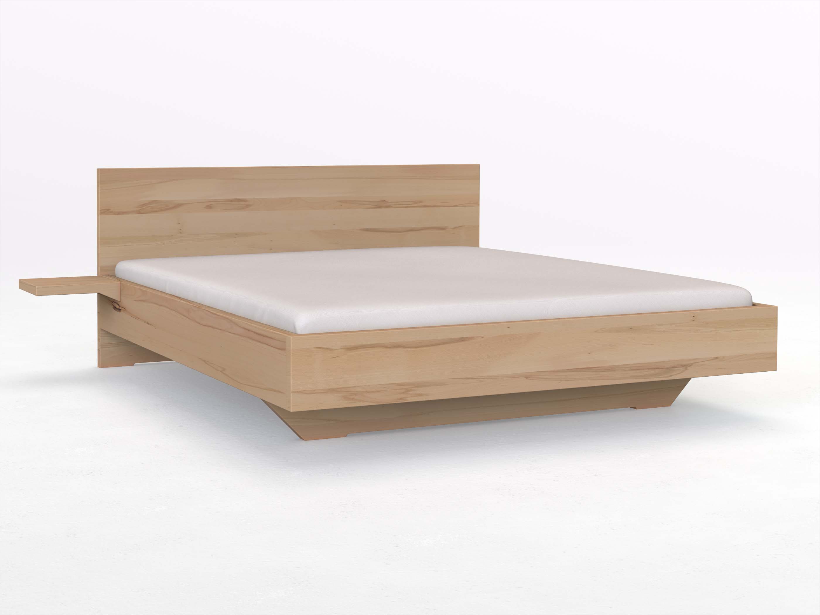 Kernbuchenbett „Lukas“ in 180 x 200 cm mit zwei Ablagen
