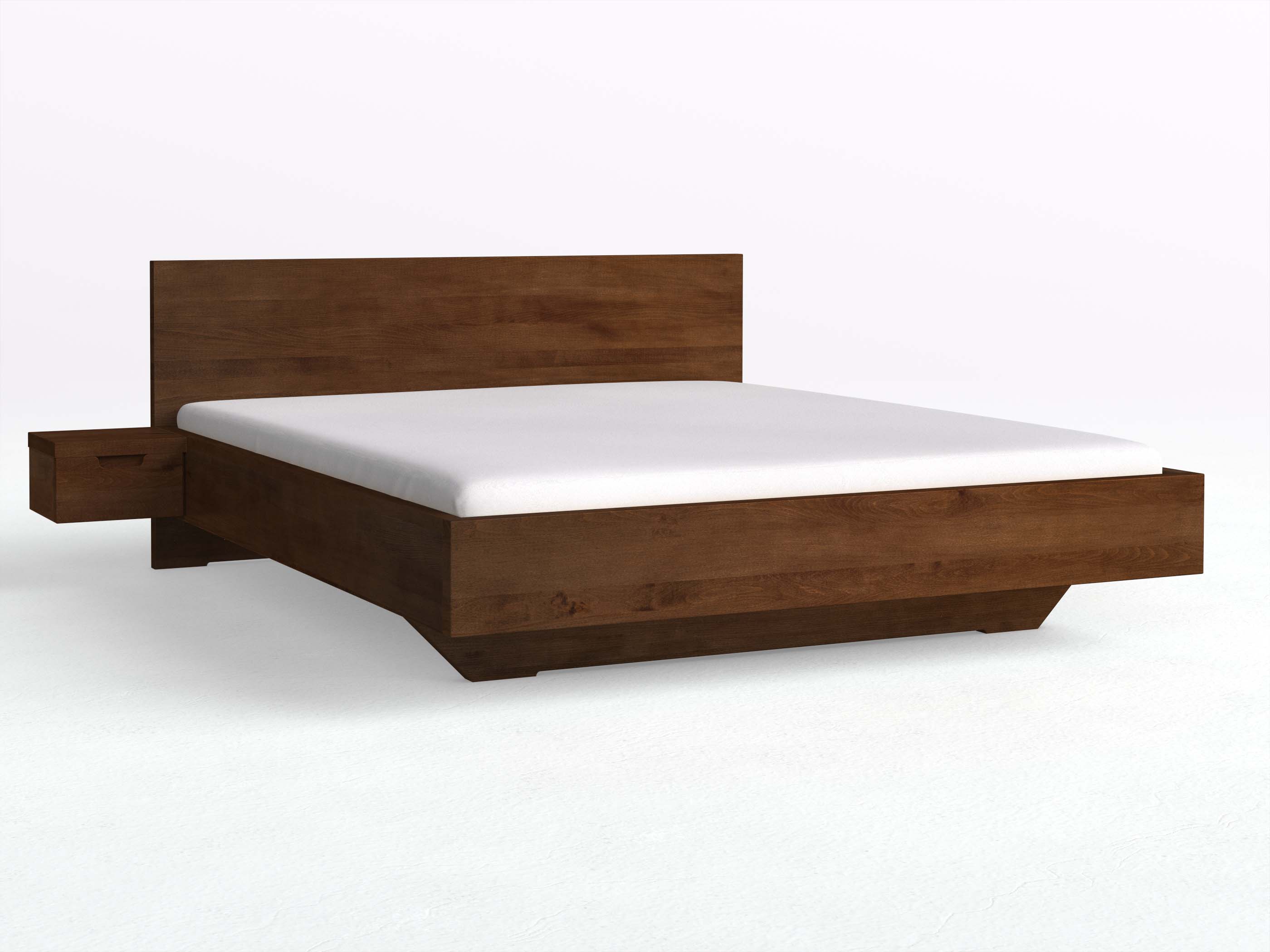 Kernbuchenbett Dunkel „Lukas“ in 180 x 200 cm mit zwei Nachttischen