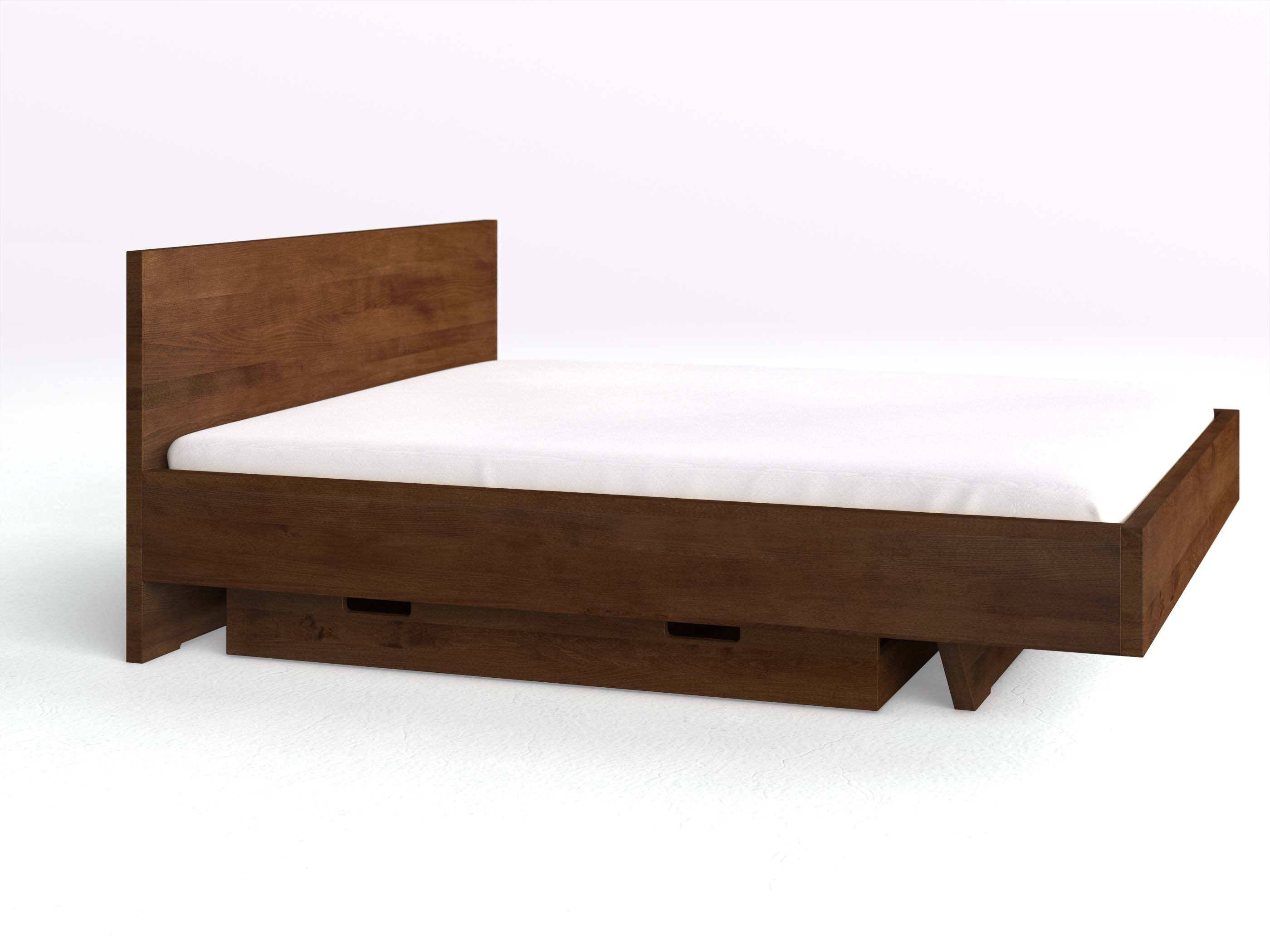 Kernbuchenbett Dunkel „Lukas“ in 180 x 200 cm, mit langer Unterbettkommode