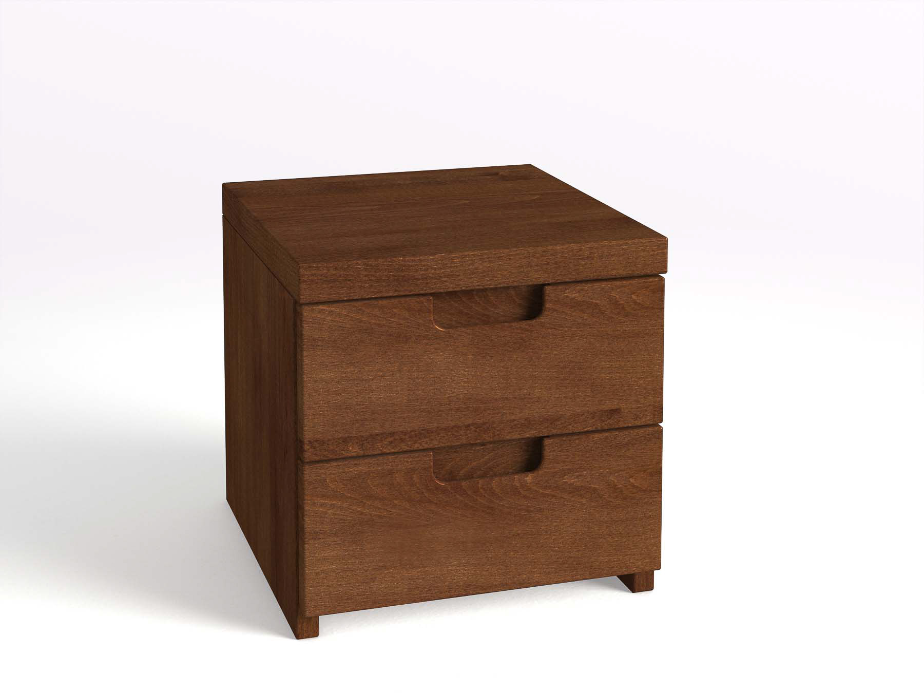 Nachttisch Buche Dunkel „Lukas“  in Standardhöhe, mit 2 Schubladen