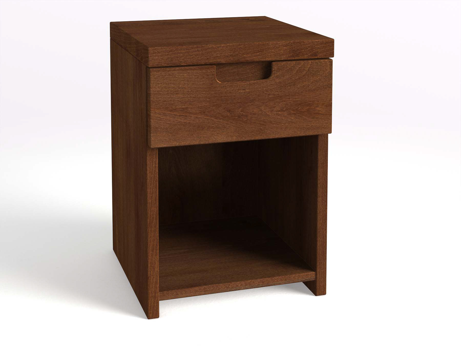 Nachttisch Buche Dunkel „Lukas“  in Boxspringhöhe, mit 1 Schublade