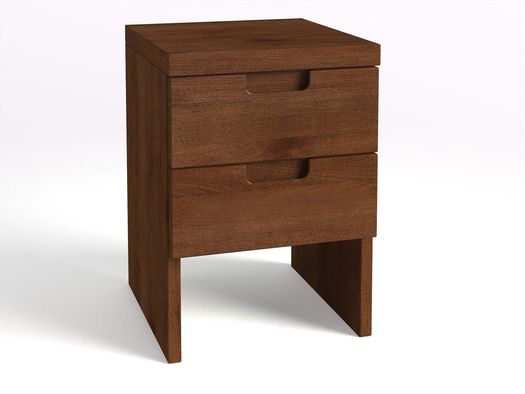 Nachttisch Buche Dunkel „Lukas“  in Boxspringhöhe, mit 2 Schubladen