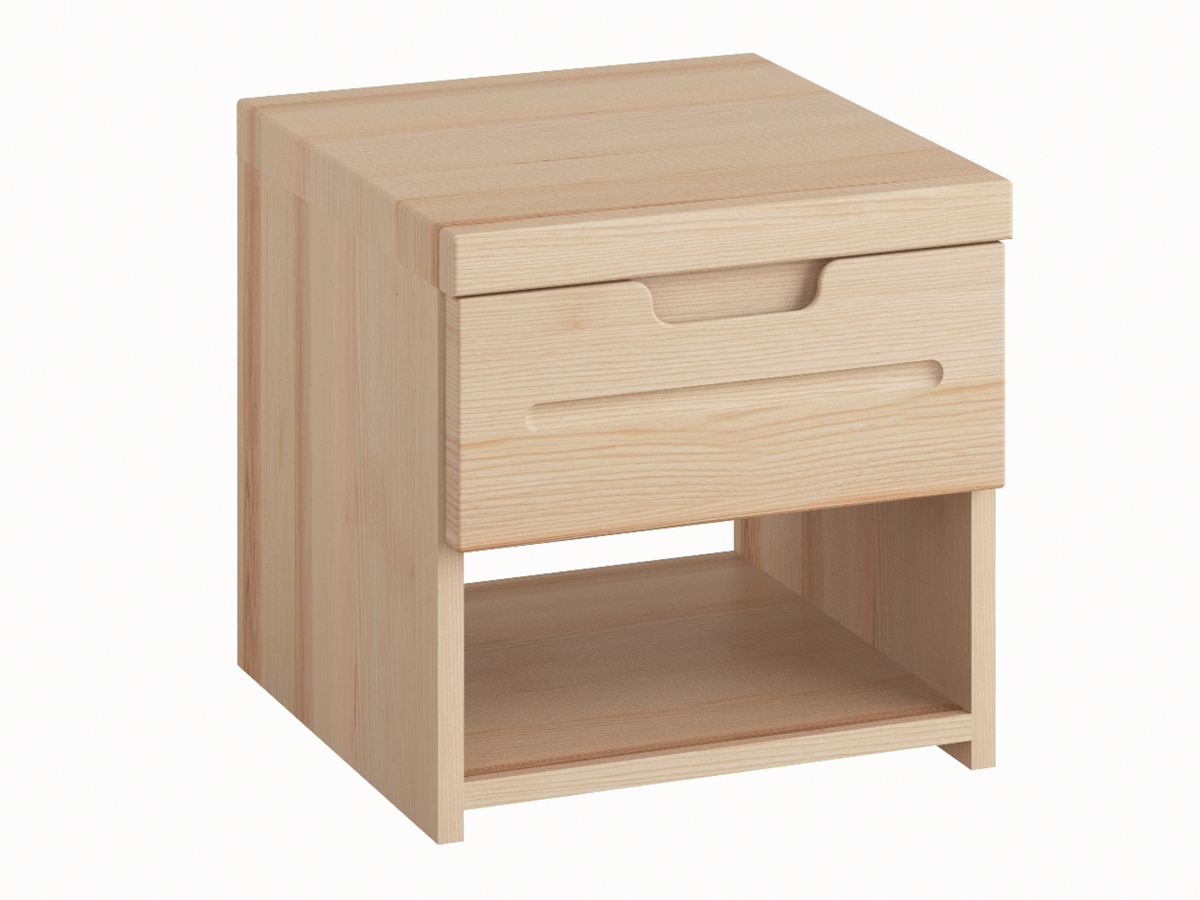 Nachttisch aus Esche "Lukas" mit einer Schublade, in Standardhöhe