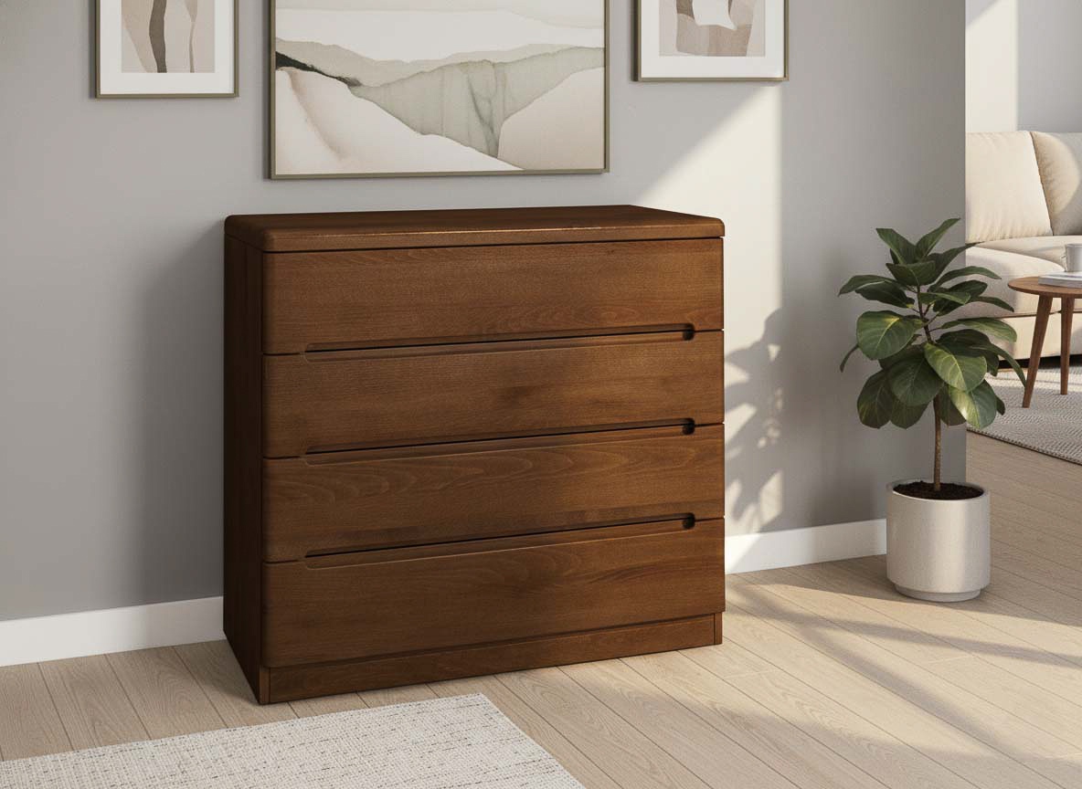 Buchenkommode Dunkel „Marlon“ mit 4 Laden 