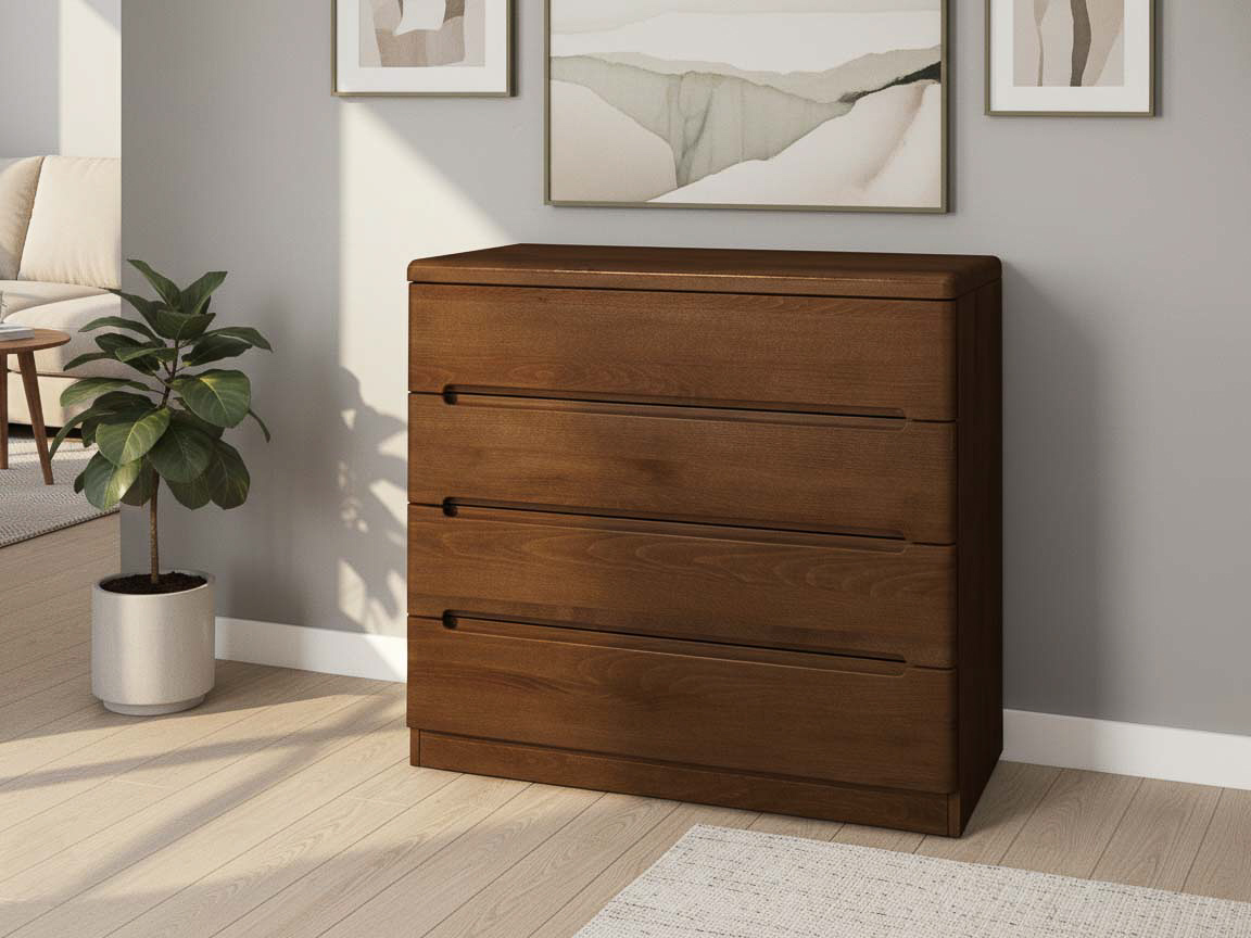 Buchenkommode Dunkel „Marlon“ mit 4 Laden 