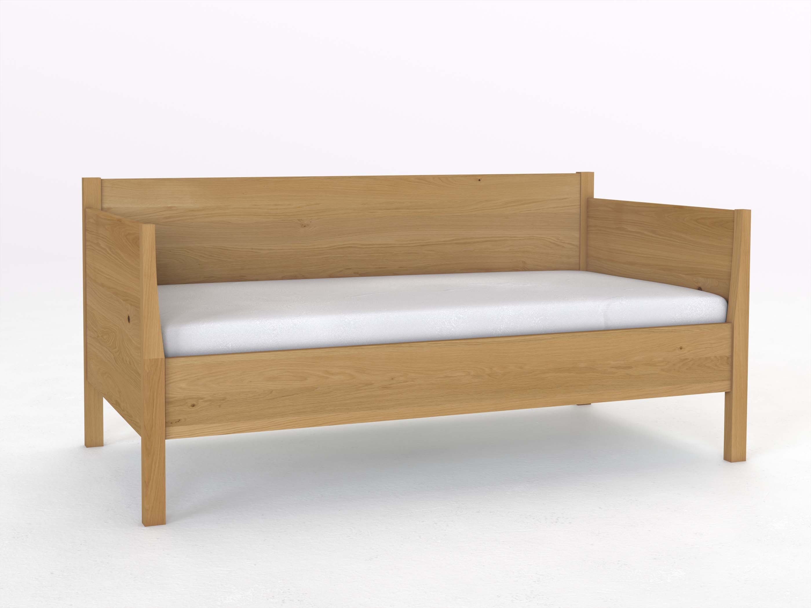 Sofabett „Melanie“ aus Eiche Hell in den Maßen 90 x 200 cm - mit zwei Armlehnen