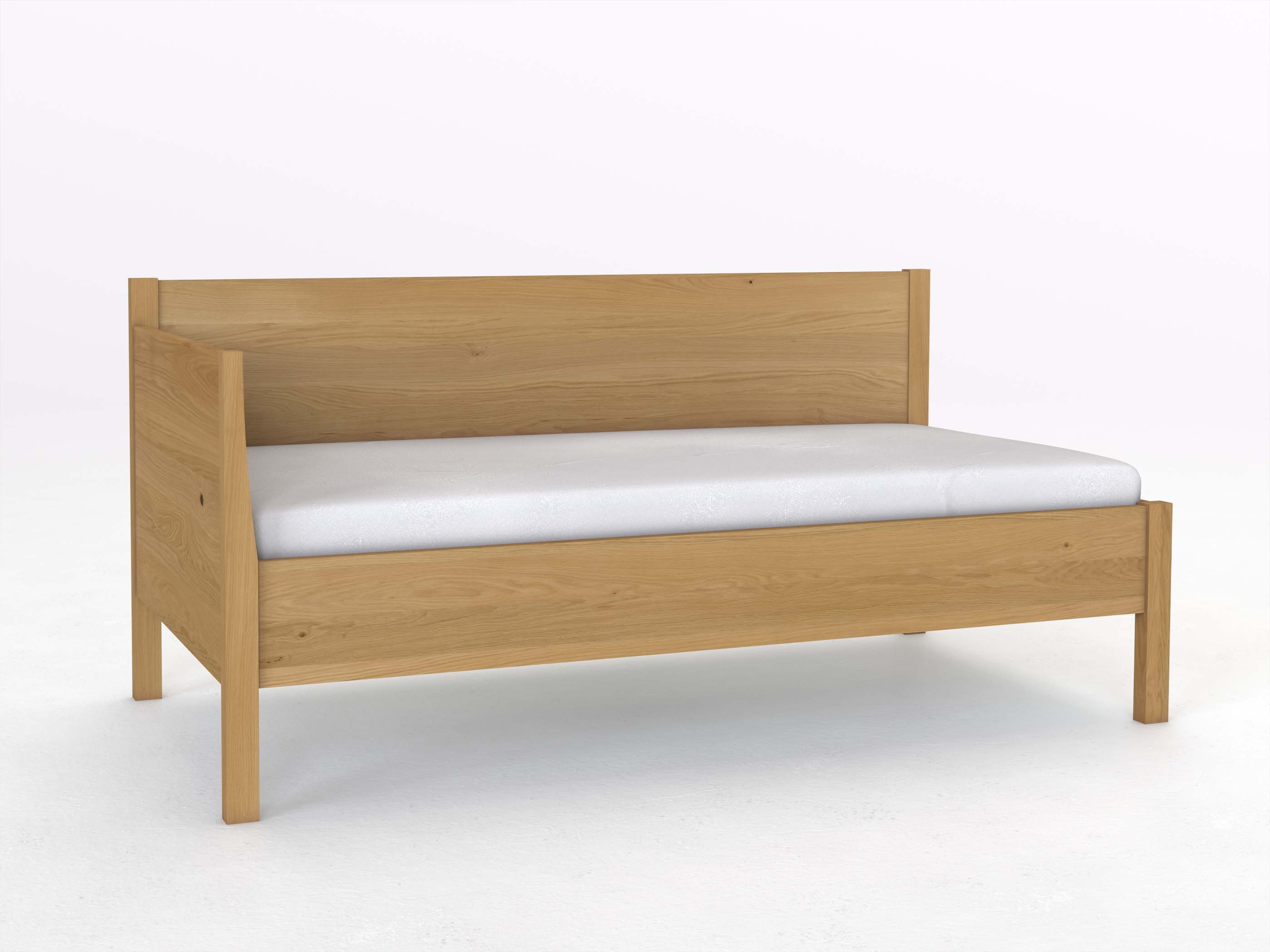 Sofabett „Melanie“ aus Eiche Hell in den Maßen 90 x 200 cm - mit Armlehne links