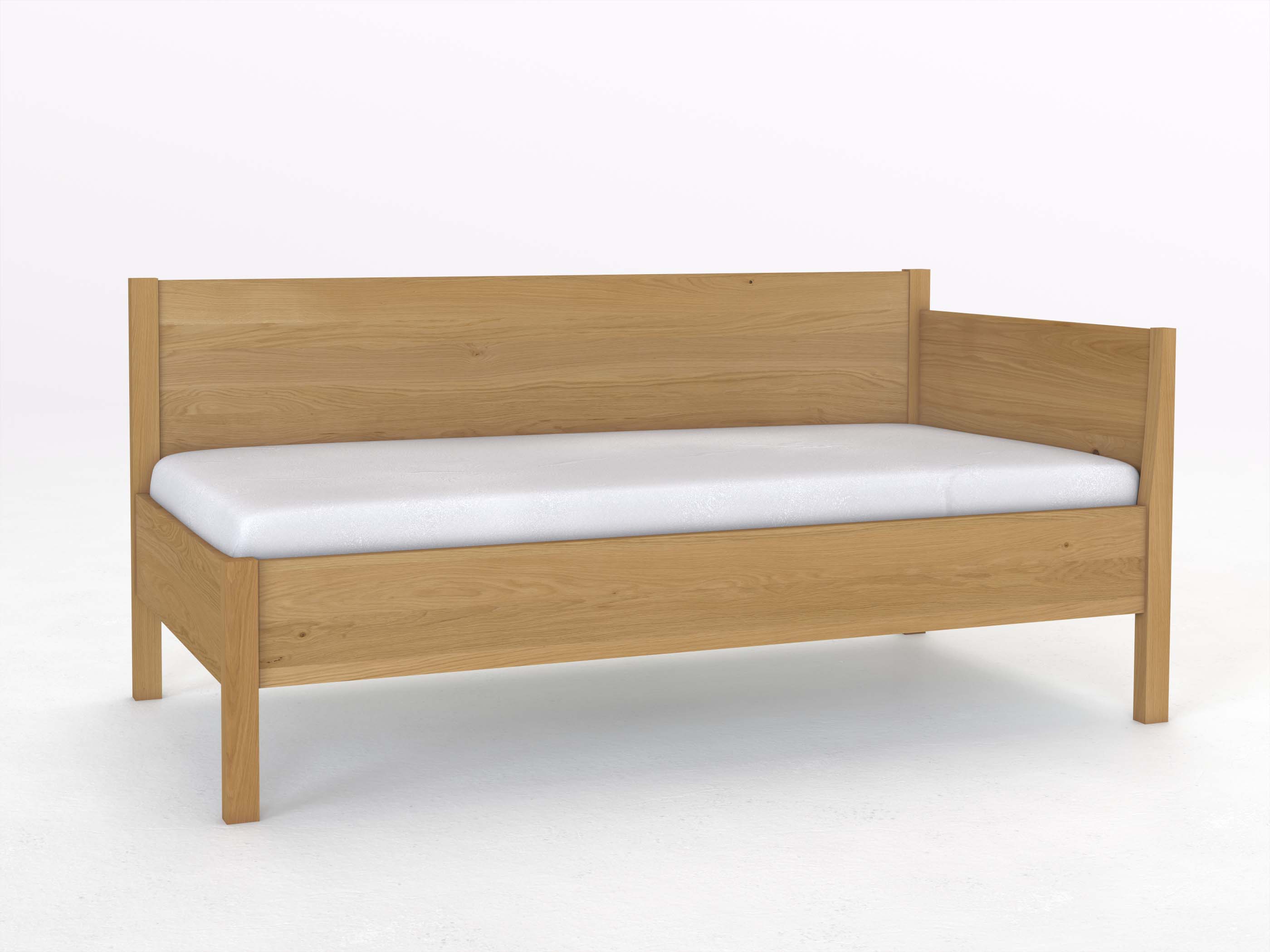 Sofabett „Melanie“ aus Eiche Hell in den Maßen 90 x 200 cm - mit Armlehne rechts