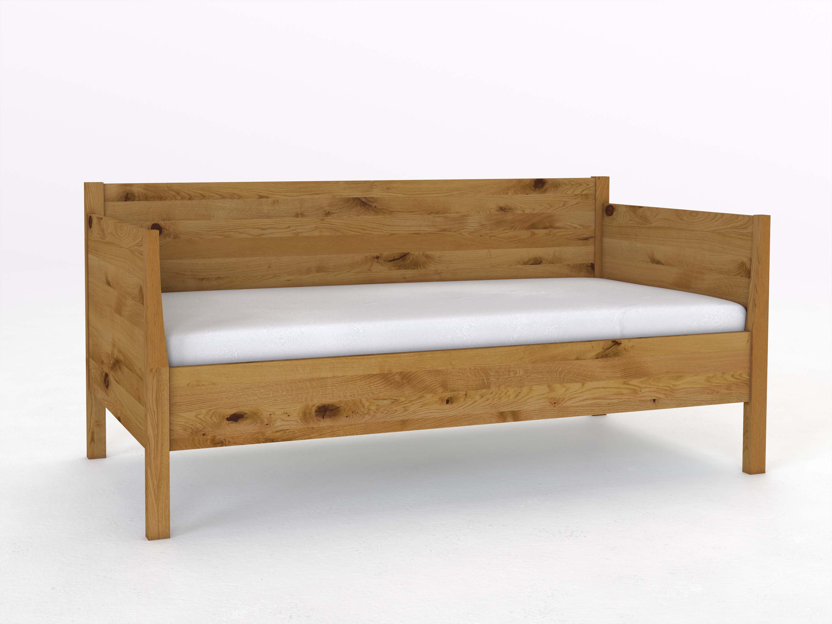 Sofabett „Melanie“ aus Wildeiche in den Maßen 90 x 200 cm - mit zwei Armlehnen