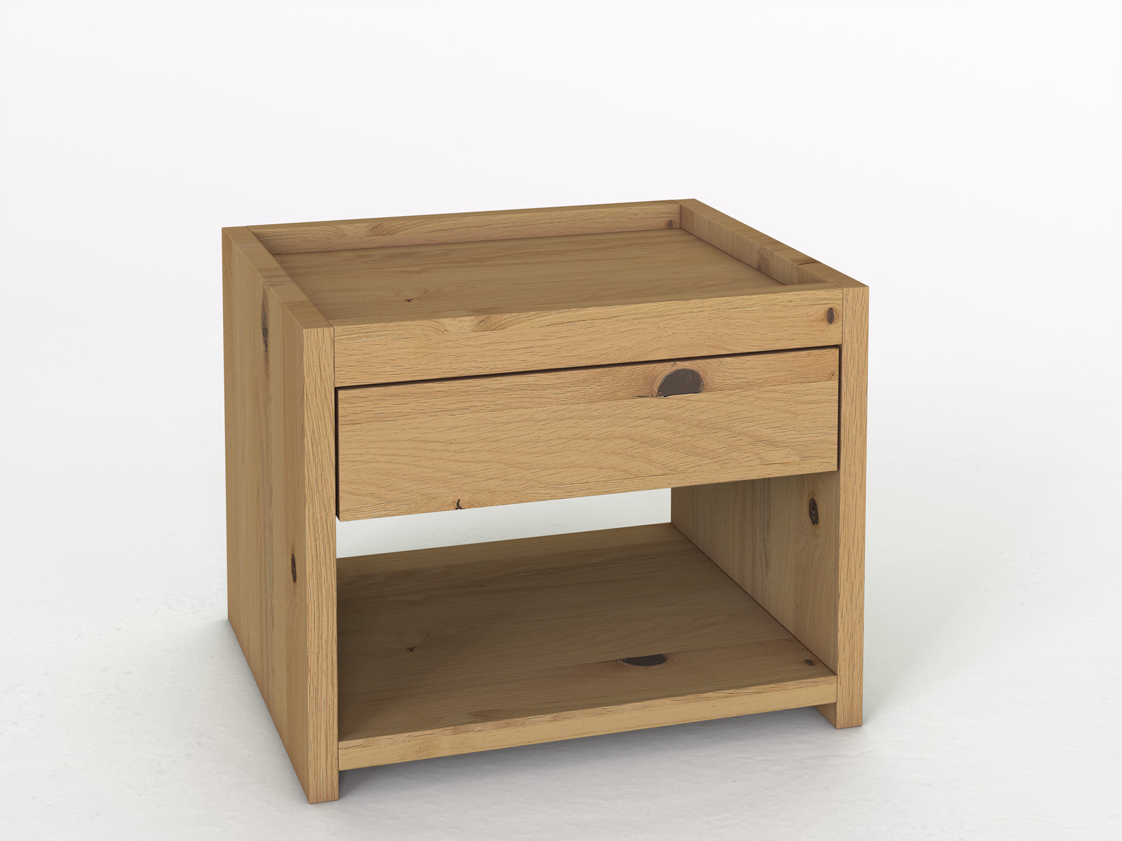 Nachttisch „Johann“ aus Wildeiche Hell in Standardhöhe