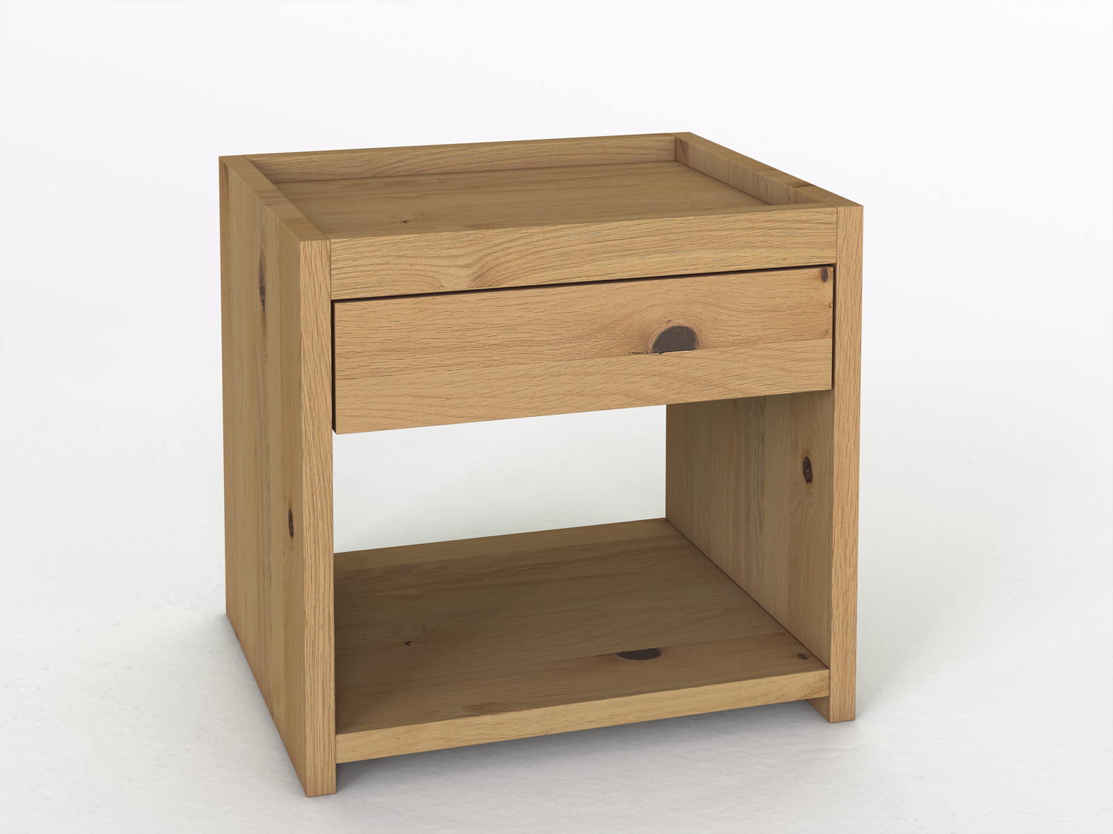 Nachttisch „Johann“ aus Wildeiche Hell in Komforthöhe