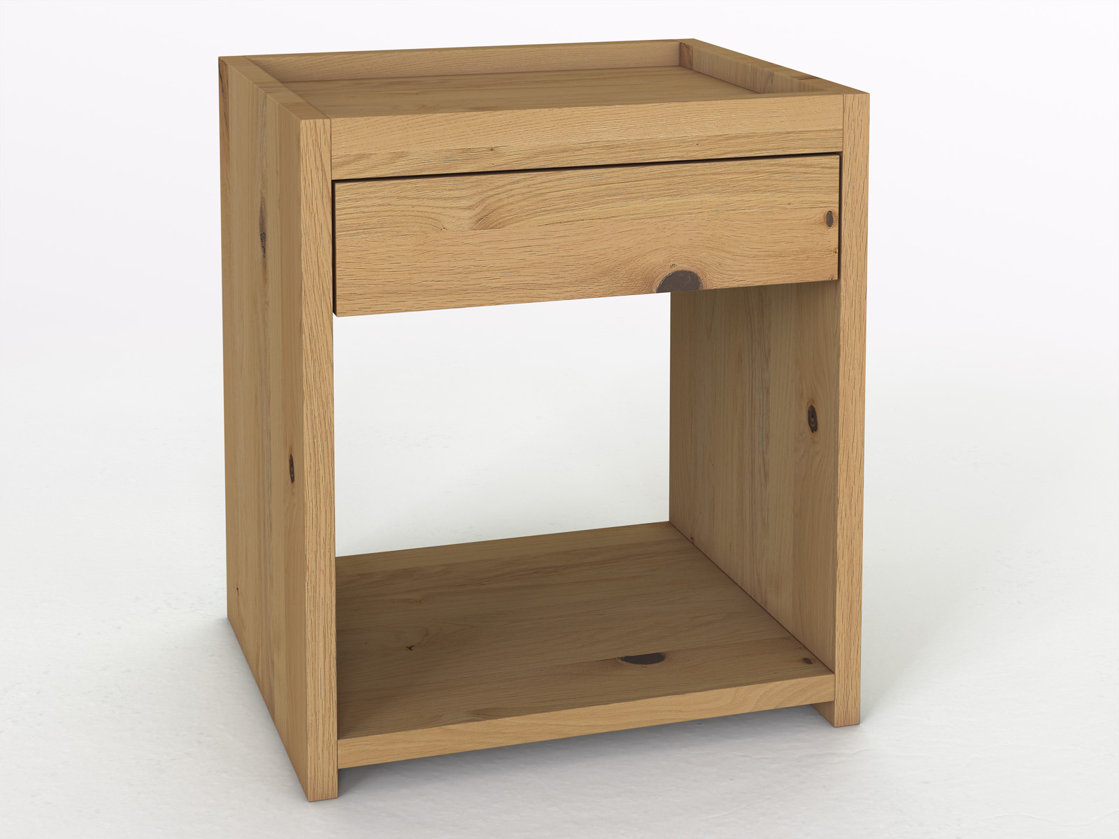 Nachttisch „Johann“ aus Wildeiche Hell in Boxspringhöhe