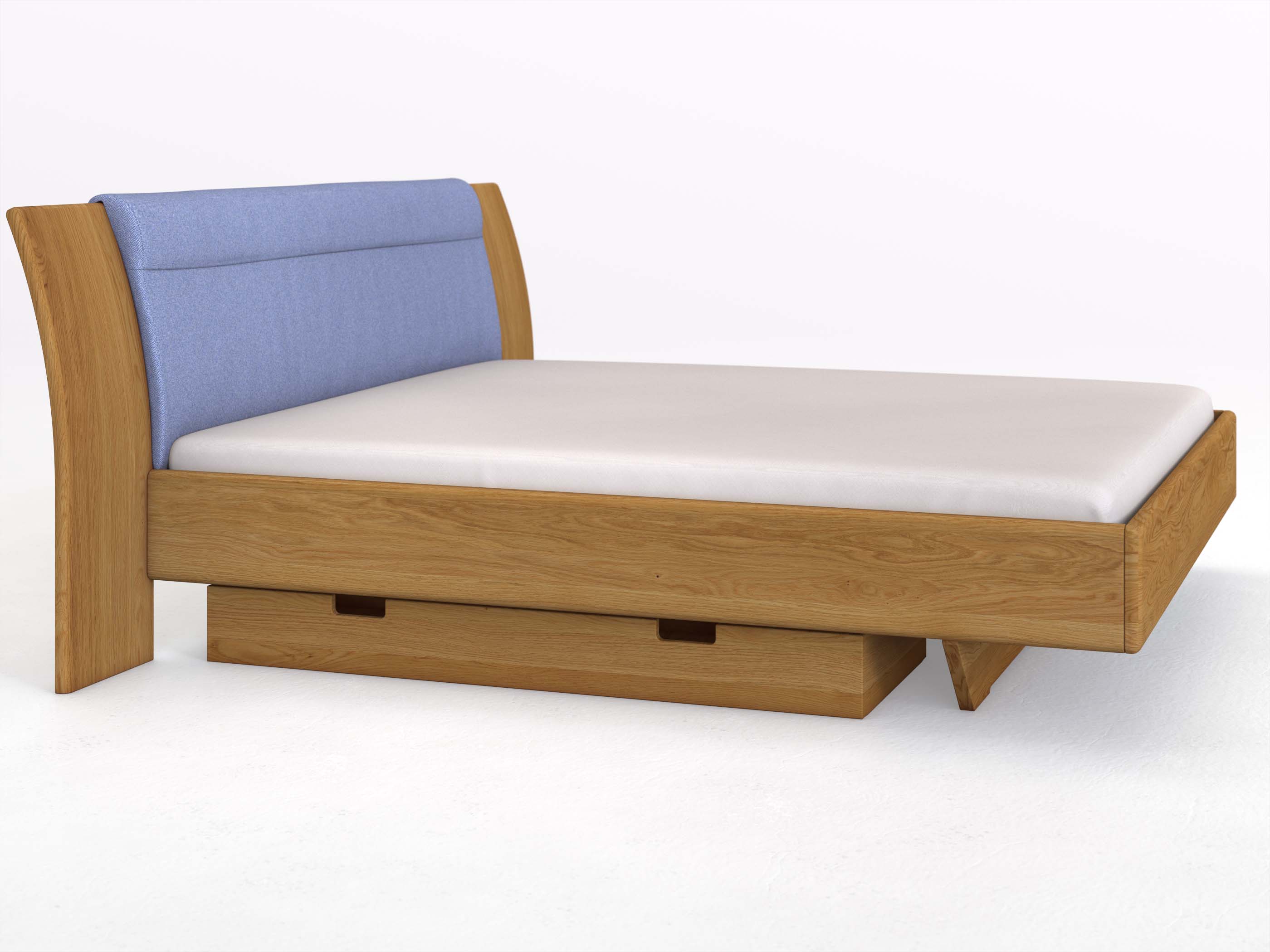 Eichenbett „Nadja“ in 180 x 200 cm, mit langer Unterbettkommode