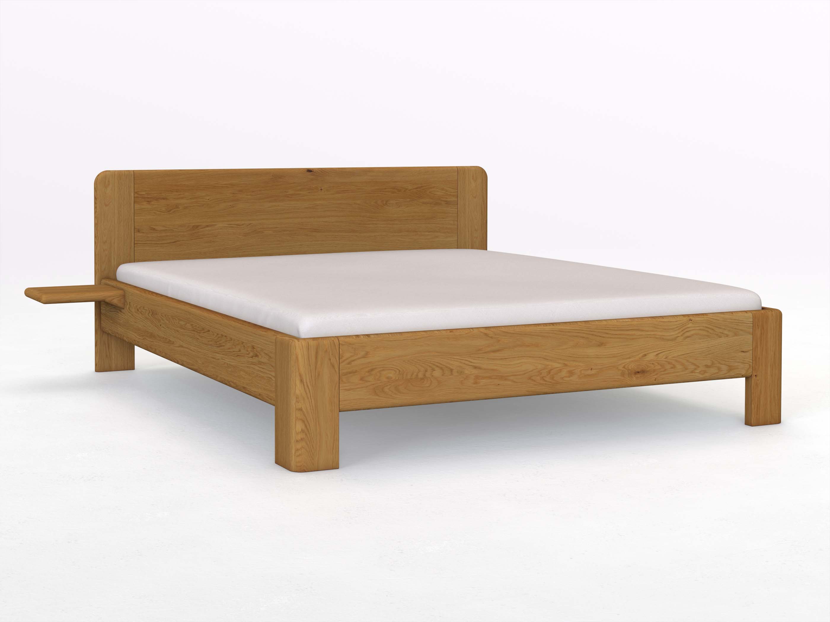 Eichenbett „Niklas“ in 180 x 200 cm, mit zwei Ablagen