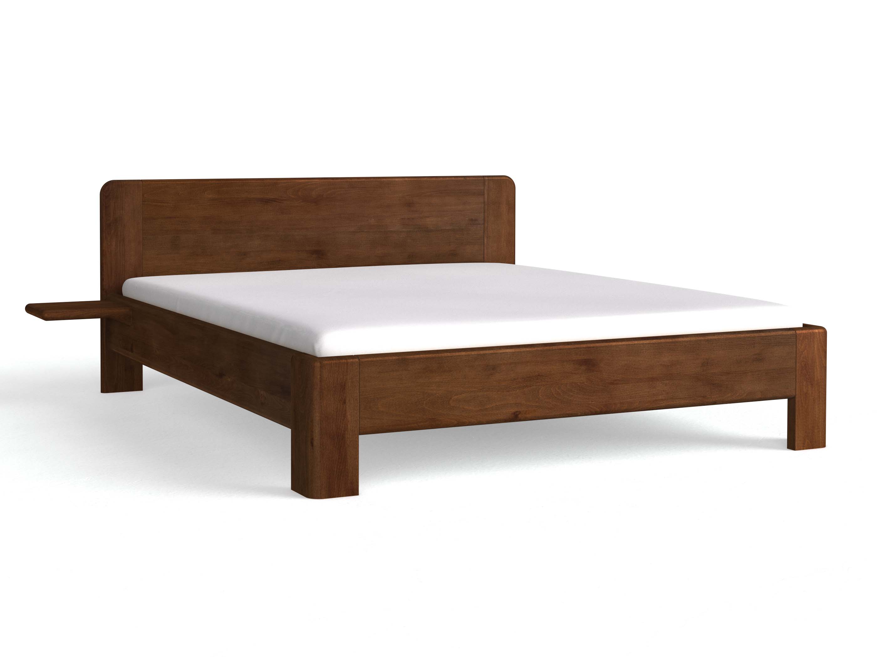 Buchenbett Dunkel „Niklas“ mit 2 Ablagen 