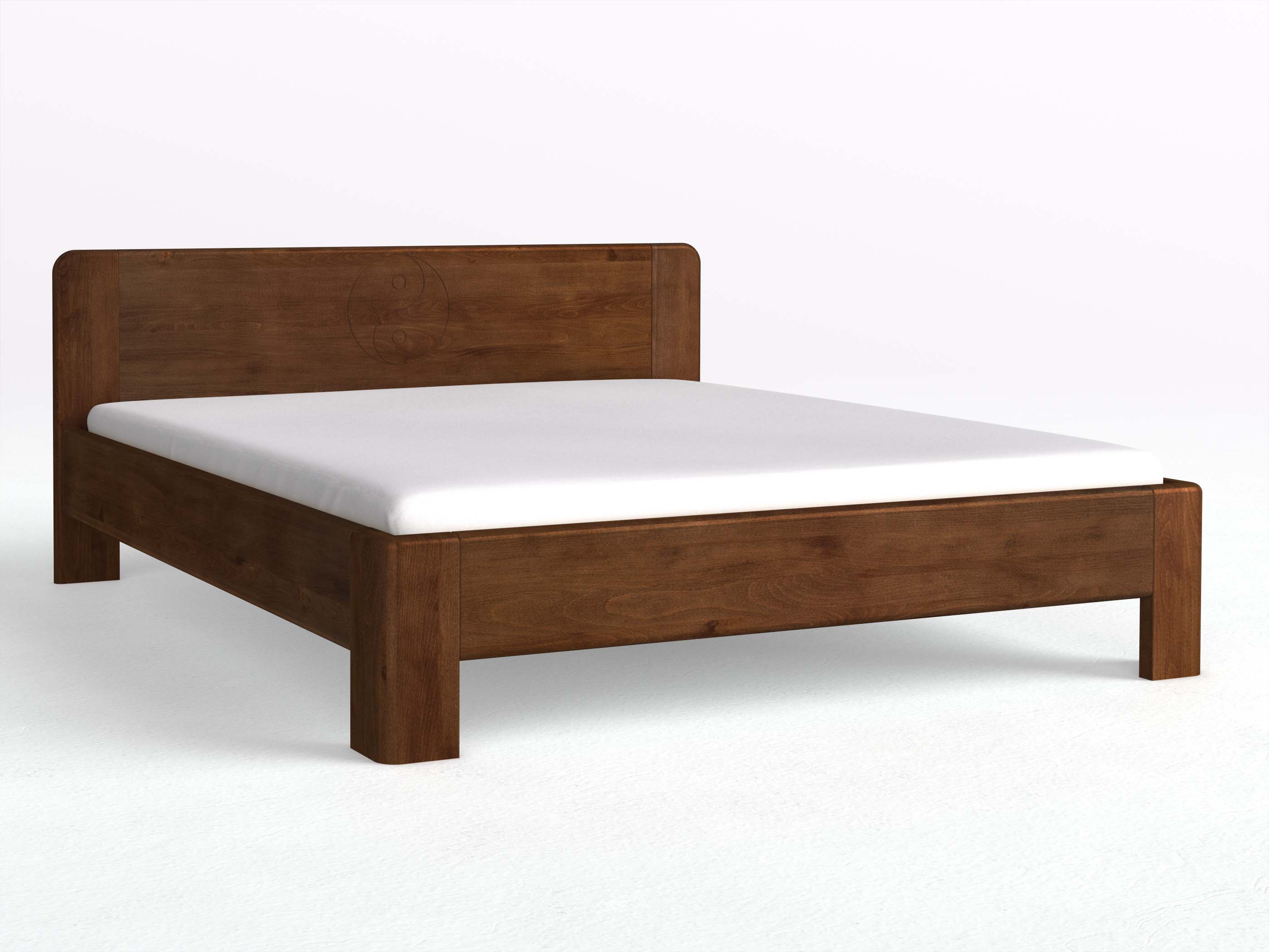 Buchenbett Dunkel „Niklas“ mit der Gravur „Yin Yang“