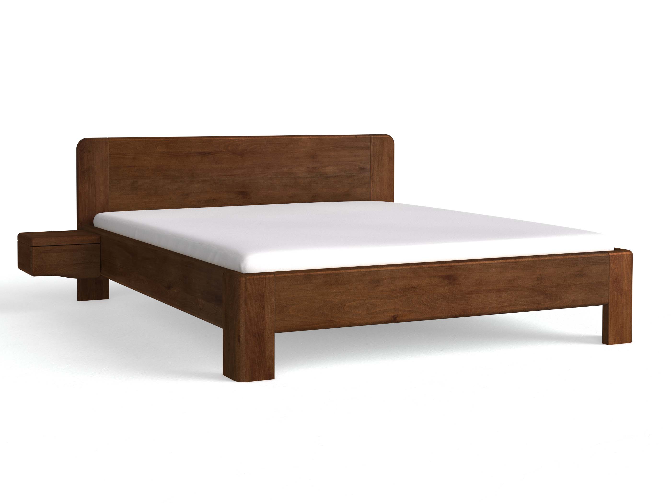 Buchenbett Dunkel „Niklas“ mit zwei Nachttischen Griff: Welle